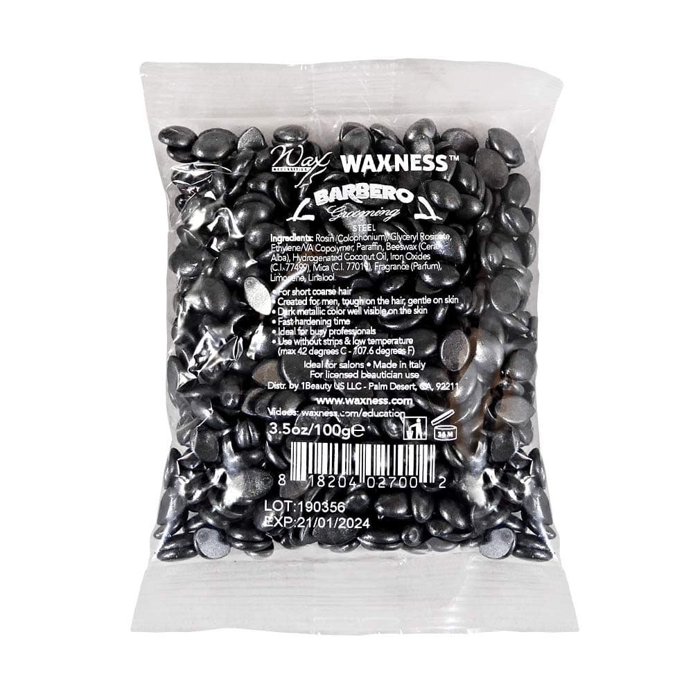 Barbero Steel Hard Wax Beads Sample Size 3.5 oz (100 g) – Stripless Hard Wax for Men’s Grooming, Effective on Coarse Hair, Smooth Application, Professional Use – Made in Italy