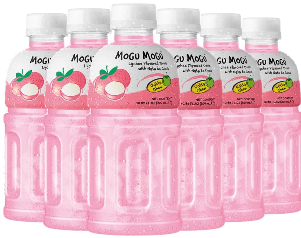 (Pack of 6) - Lychee Juice with 25% NATA De Coco (coconut jelly) | Energy Booster |Full of Fruit Fibres|No Added Preservatives and Colours|Juice Bottles Made for Adults and Kids-320ml.