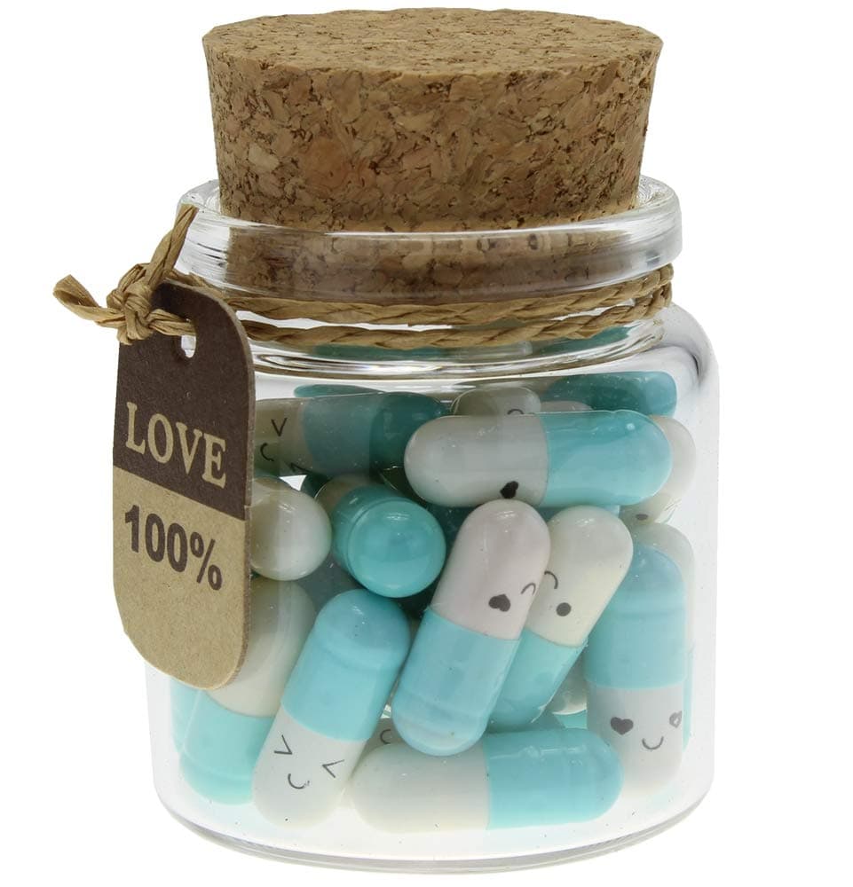 Infmetry Cute Capsules in a Glass Bottle Lovely Notes Couples Gifts For Her Him Boyfriend Girlfriend Mom Birthday Valentines Mothers Day Gifts (Light Blue 25pcs)