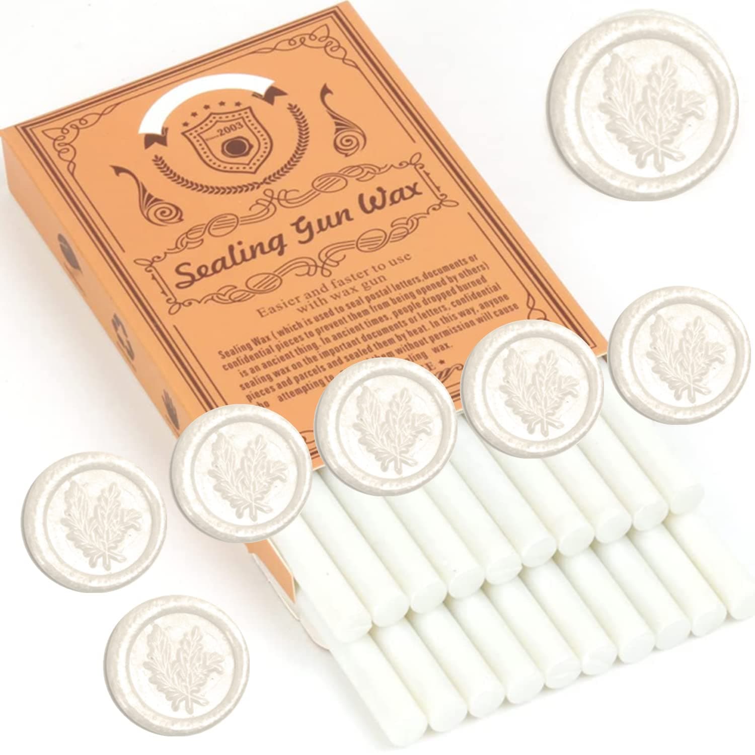 Pearl White Wax Seal Sticks, ONWINPOR 20pcs Glue Gun Waxs Sealing Stick Beads Only Suit for 0.28'' Glue Gun, Sealing waxstick Great for Waxseal Stamp (Pearl White)
