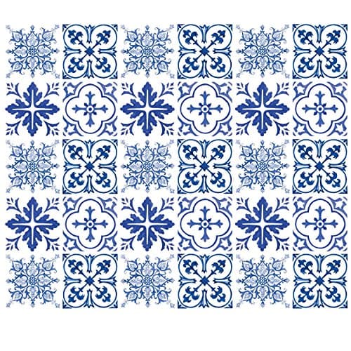 Wallies Wall Decals,3" x 3" Blue Tiles Wall Stickers, Set of 30