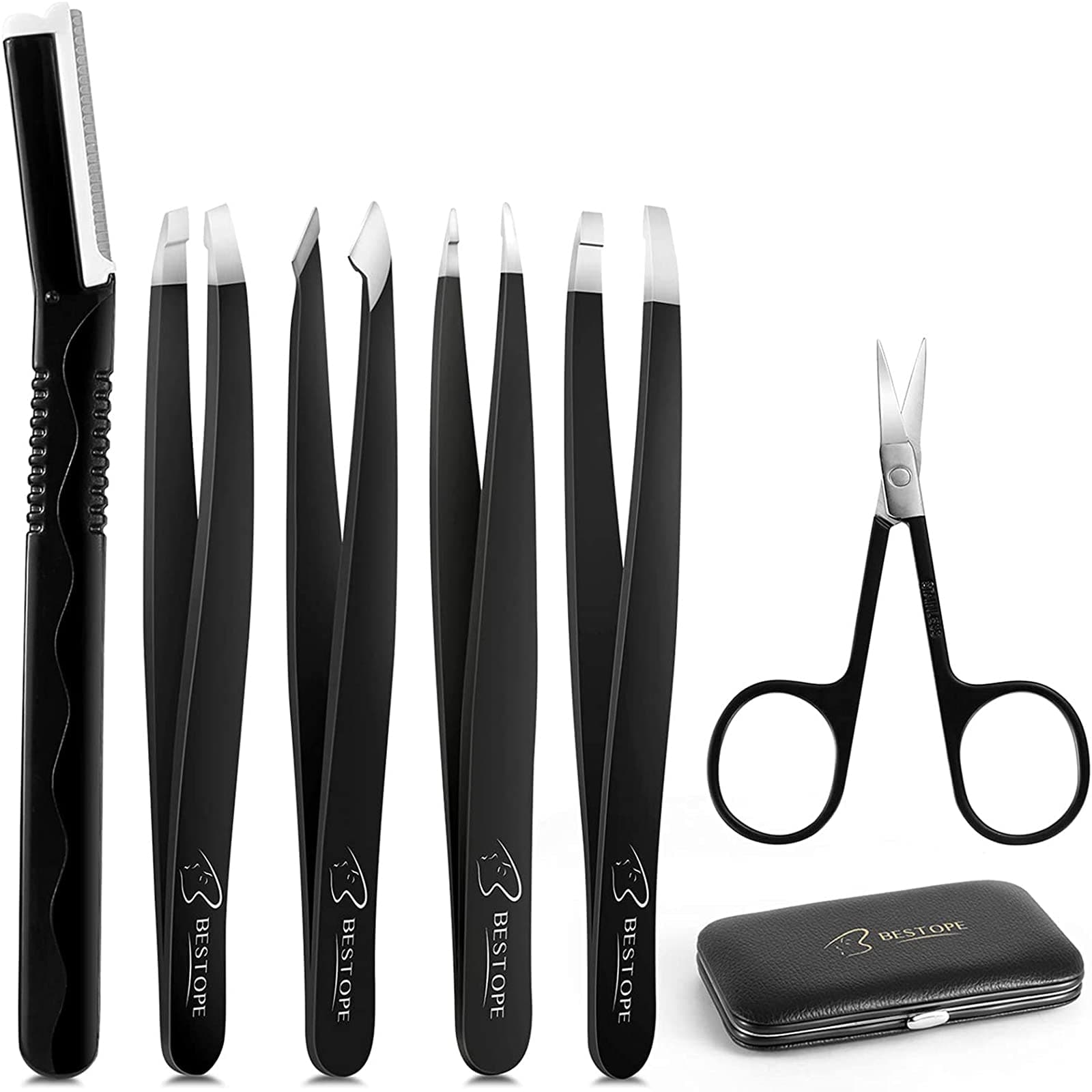 BESTOPE Eyebrow Tweezers Precision Tweezers 6Pcs