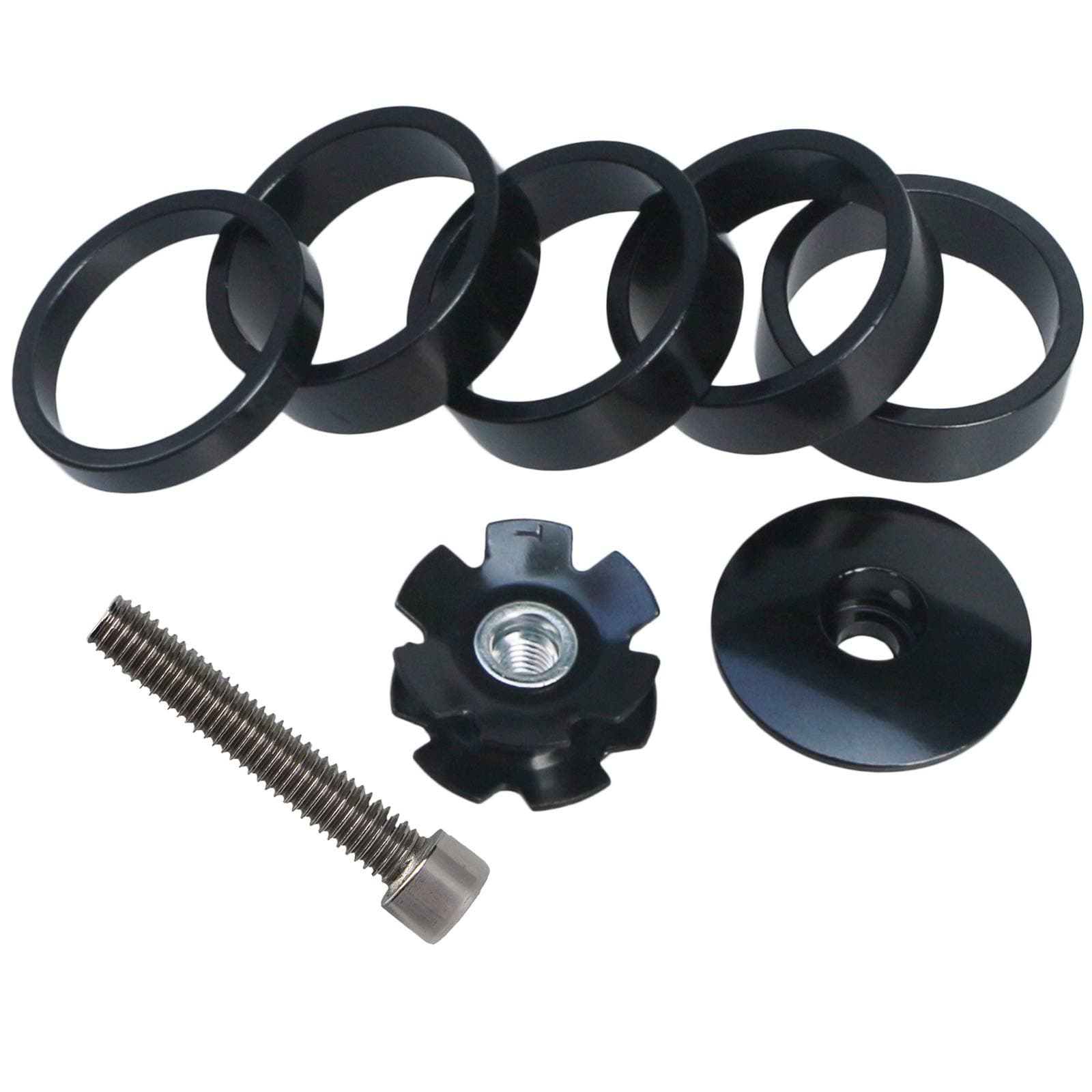 1 1/8 Inch Headset Spacer with Stem Top Cap,Headset Star Nut Black Red Blue Gold 4 Color