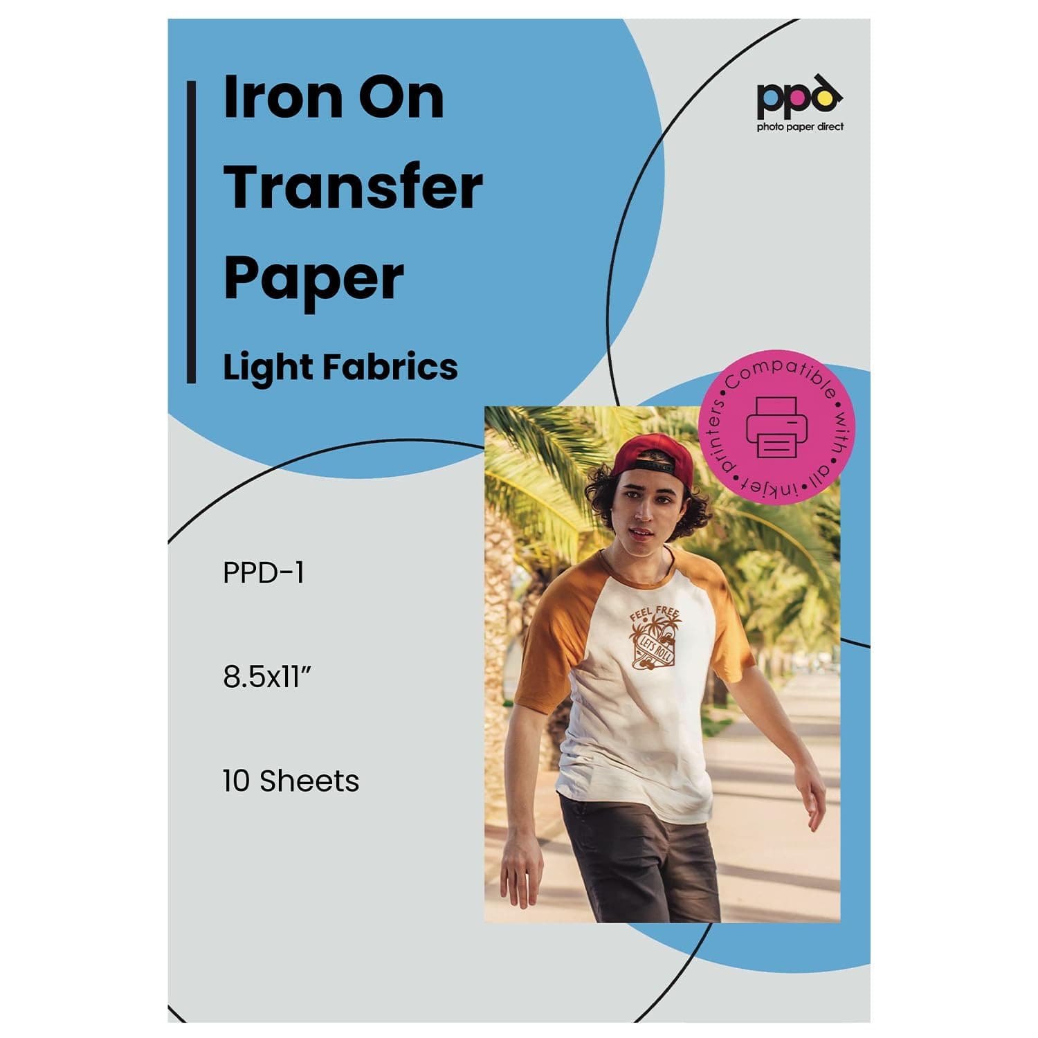 10 Sheets 8.5x11” - Inkjet Iron-on Heat Transfer Vinyl Paper for White & Light Fabric and T-Shirts - Premium - PPD-1-10