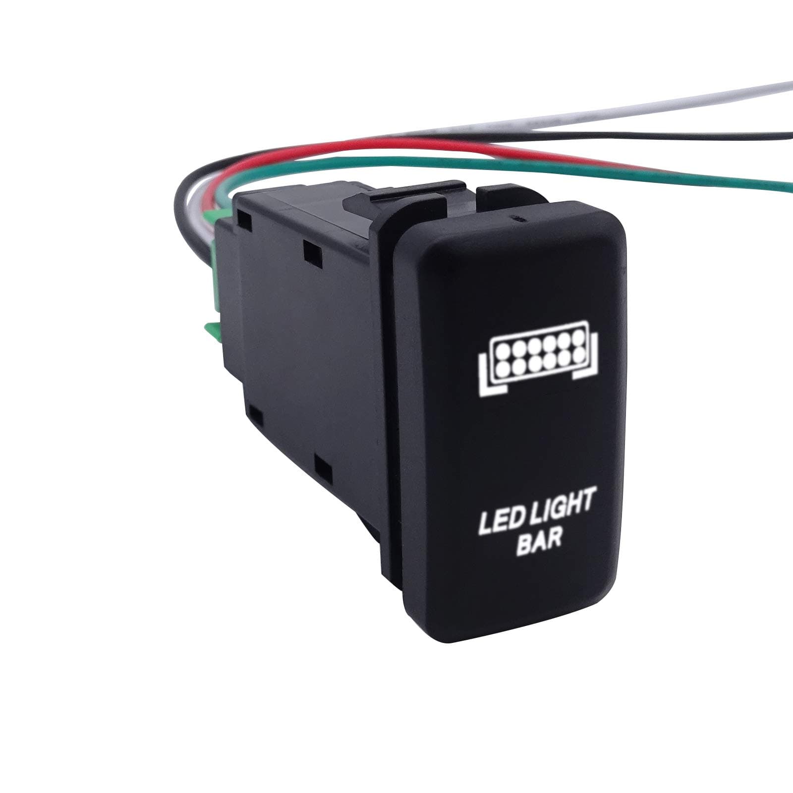 WeiSen LED Light Bar Symbol Push Button White Backlight ON-Off Switch with Connector Wire Kit Compatible with Toyota Tacoma Tundra 4Runner etc