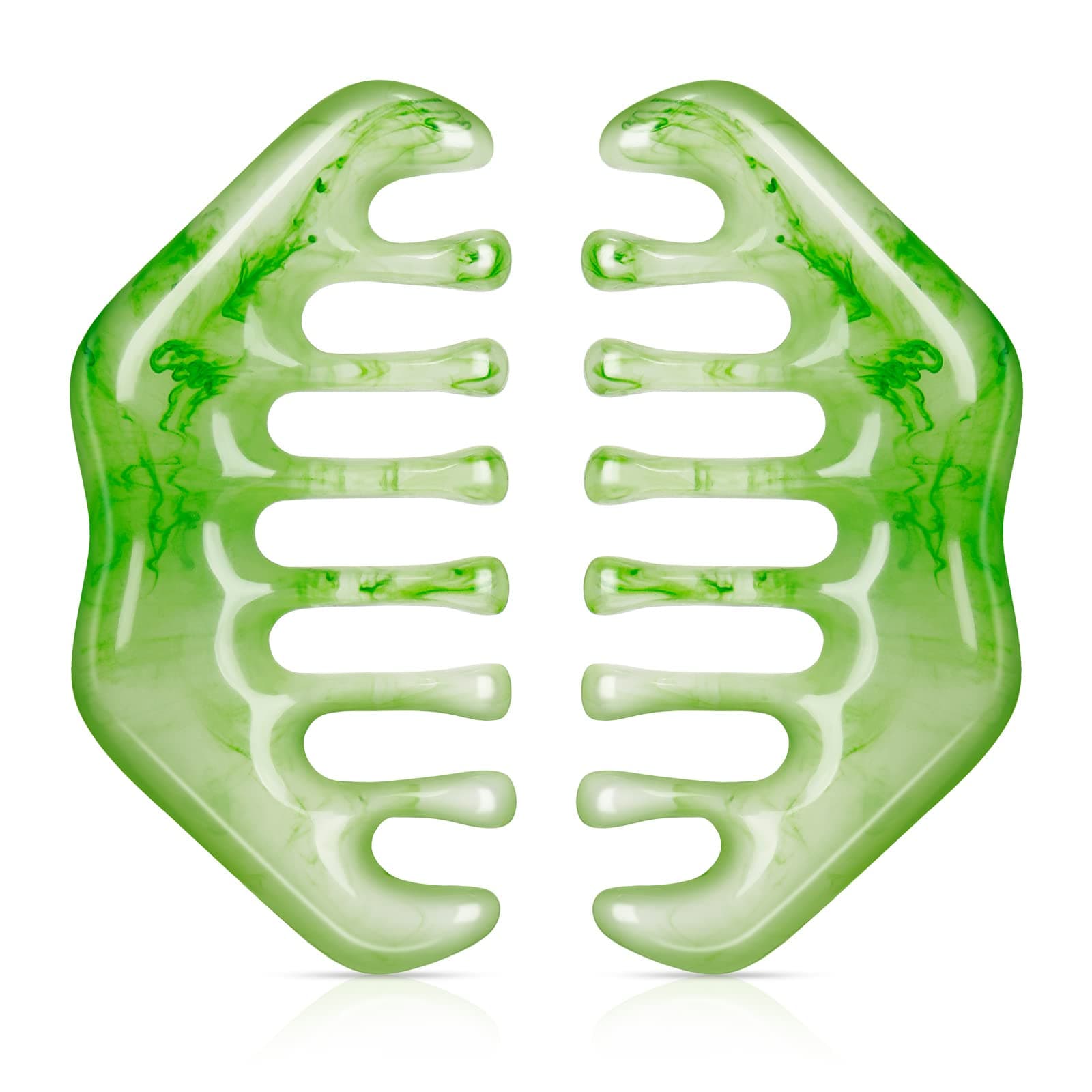 Geiserailie 2 Pieces Jade Combs Massage Stone Hair Gua Sha Scraping Scalp Comb Facial Massage Tool Multifunctional Handheld Head Tools Head Caring Head Therapy Mother's Day Gift(Elegant Style)