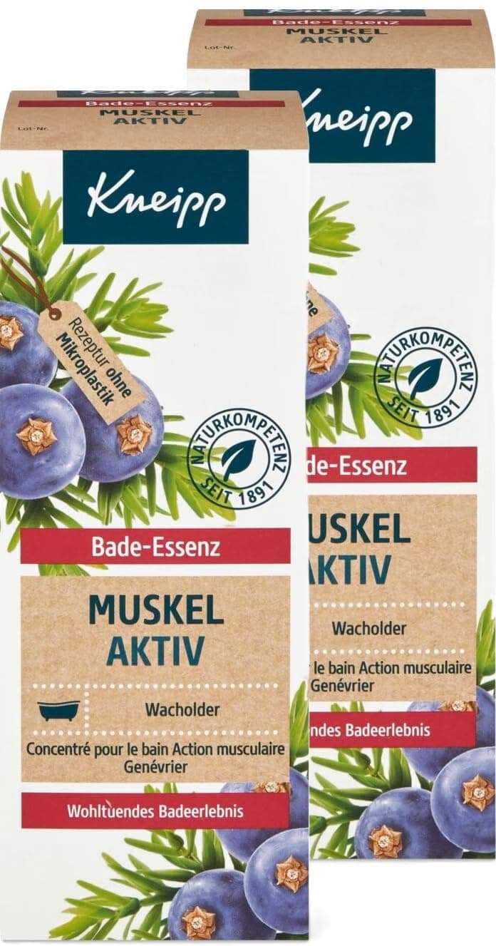KneippBath Essence Muscle Active Juniper / Rosemary / Winter Green (2 x 100 ml) - Pack of 2 Bath Additives