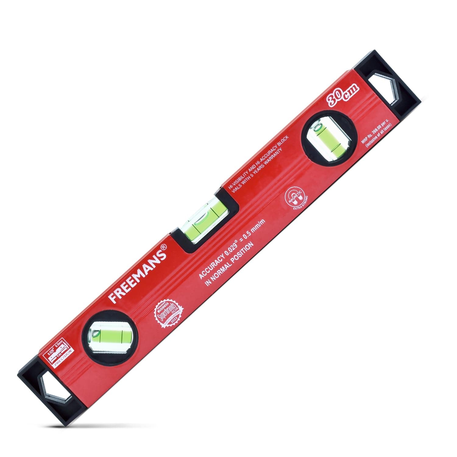FREEMANS Box Section Aluminum Spirit Level with Magnet 30cm
