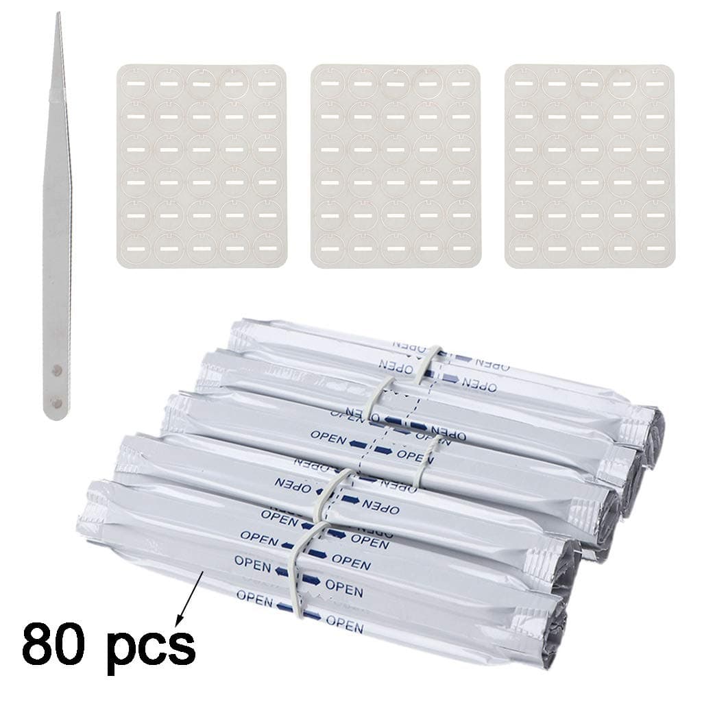 Ruzida 80Pcs/Box Double Head Cotton Cleaning Stick Wet Alcohol Cotton Swabs with Tweezers and Oil Absorbing Sheet