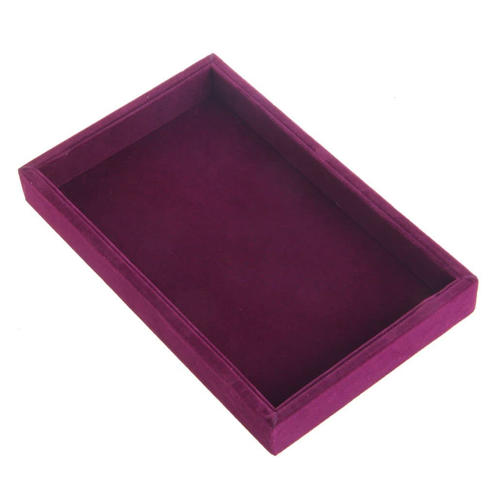 Youngy Velvet Jewelry Tray, Stackable Showcase Display Organizer for Ring Earring Necklace Pendants Bracelet Purple