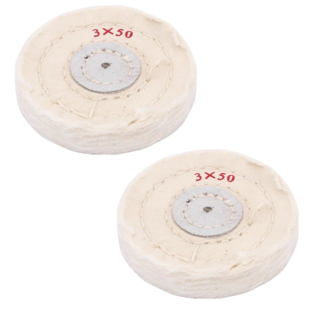 NIUPIKA White Soft Cotton Polishing Buff Wheel Bench Grinder with Arbor Hole (3 Inch (50 Ply))