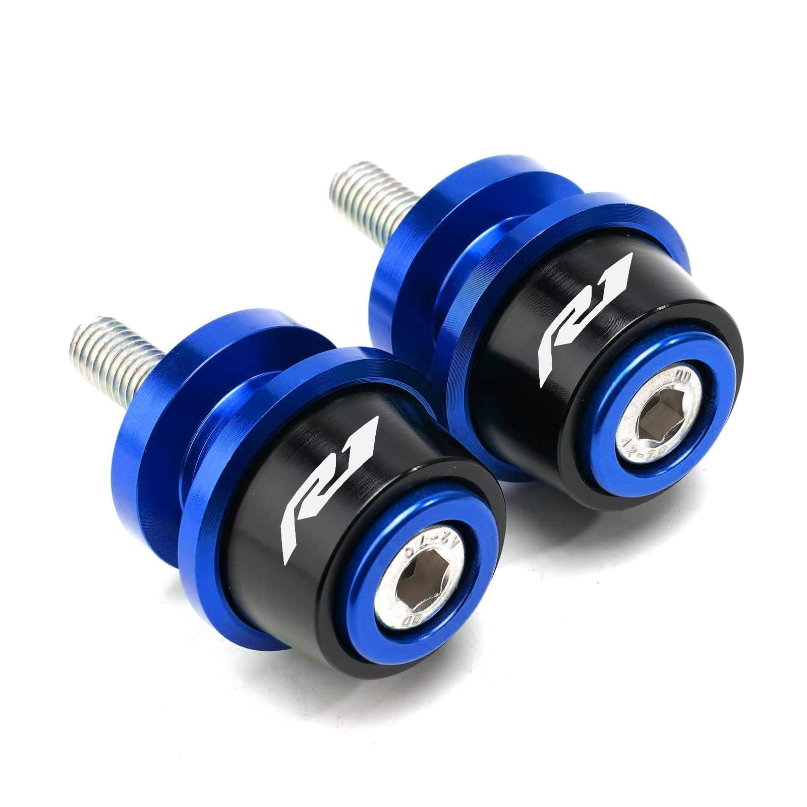 MOWOK For Yamaha R1 YZF-R1 R1M YZFR1 Motorcycle Accessories CNC Aluminum 6mm Swing Arm Stand Screws Swingarm Spools Sliders (Blue)
