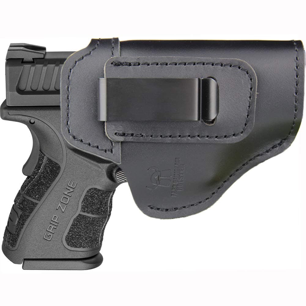 IWB Leather Holster for Inside Waistband Concealed Carry Fits: XD MOD.2 3″ 3.3″ SUB Compact Model 9mm .40sw .45ACP / XD 3″ / Xdm 3.8″ Compact/XDS 3.3″ / XDE 3.3″ or Similar Sized Pistols