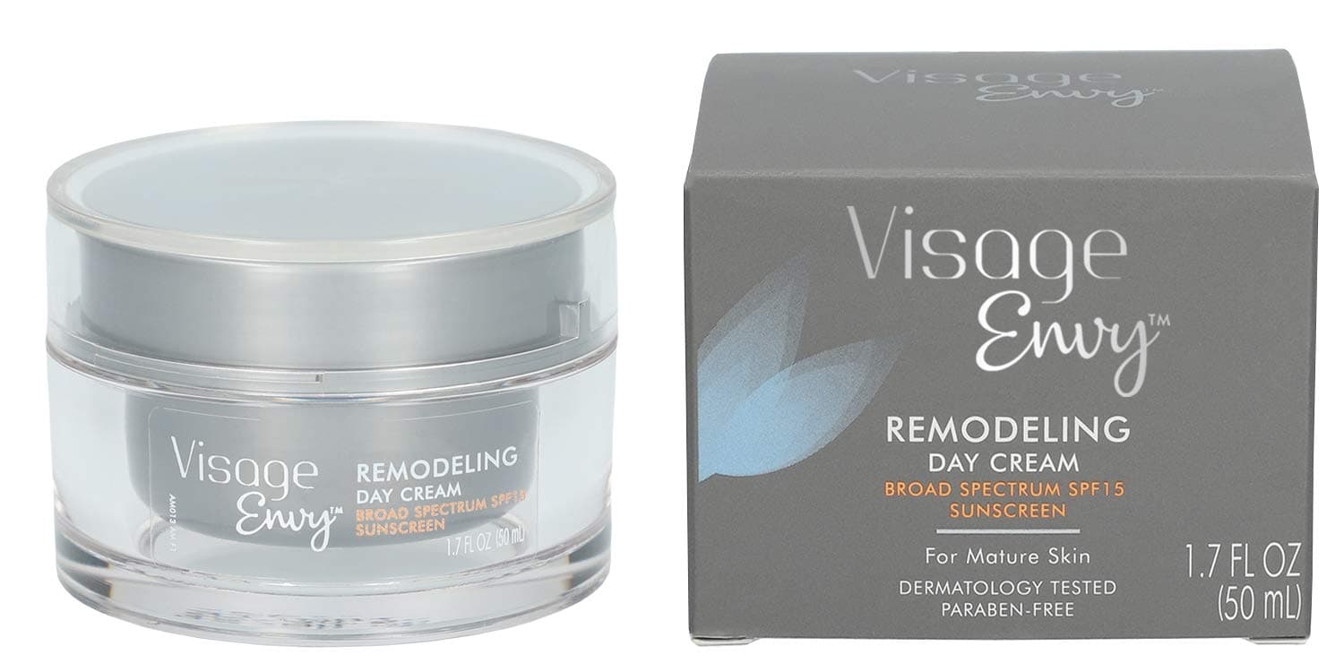 Visage Envy Remodeling Day Cream SPF 15 - Anti-Aging Daily Face Lotion Enriched with Amino-Peptide Complex, Niacinamide, and Omega 3,6,9 - Sculpts, Tones and Tightens Sagging Skin 1.7 Ounce