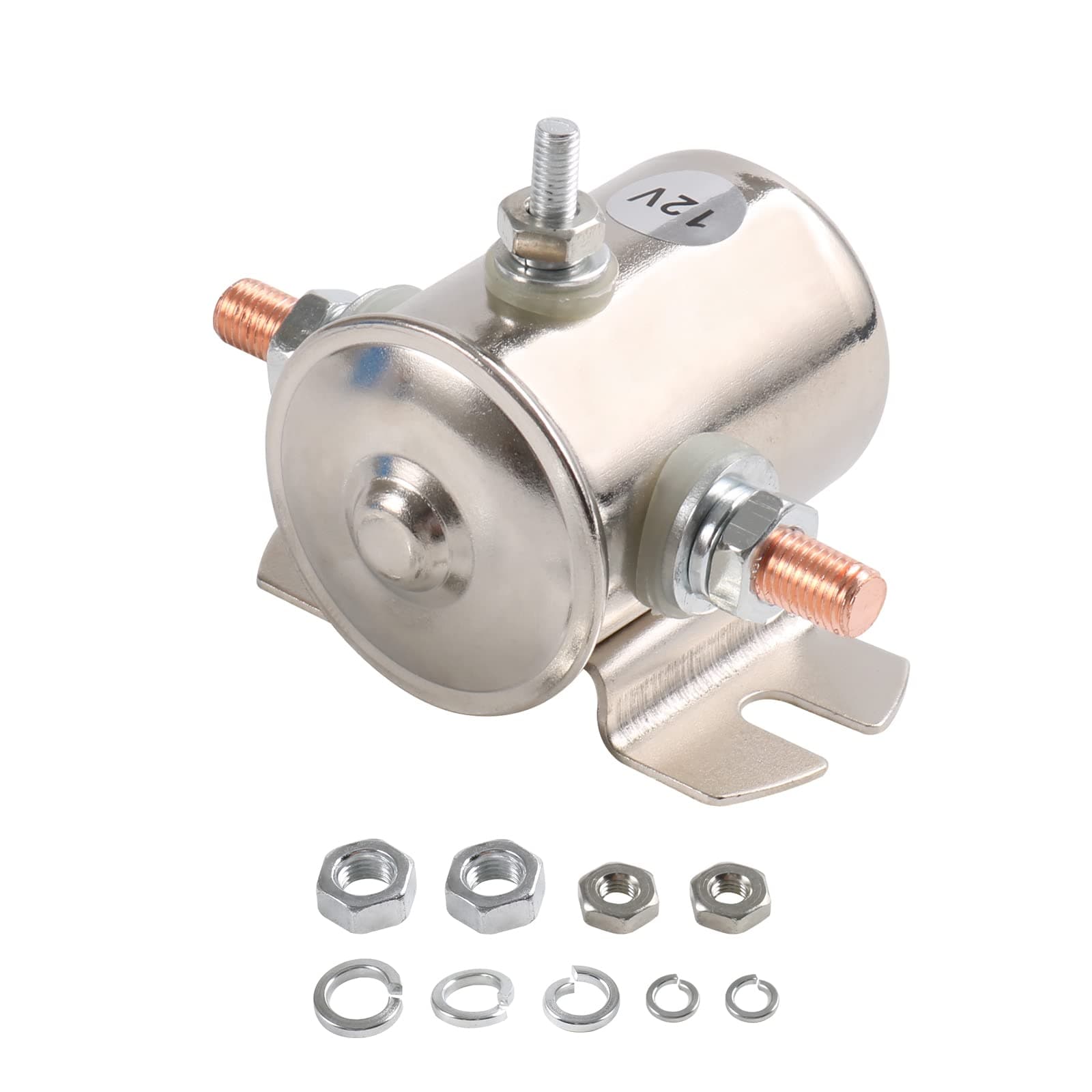 Max 200A 12 Volt 3 Terminal Continuous Duty Solenoid Relay for Golf Carts Heavy Duty Winch Marine in Rush 24106 SPST 12VDC 12V Solenoid Relay Zinc Plating