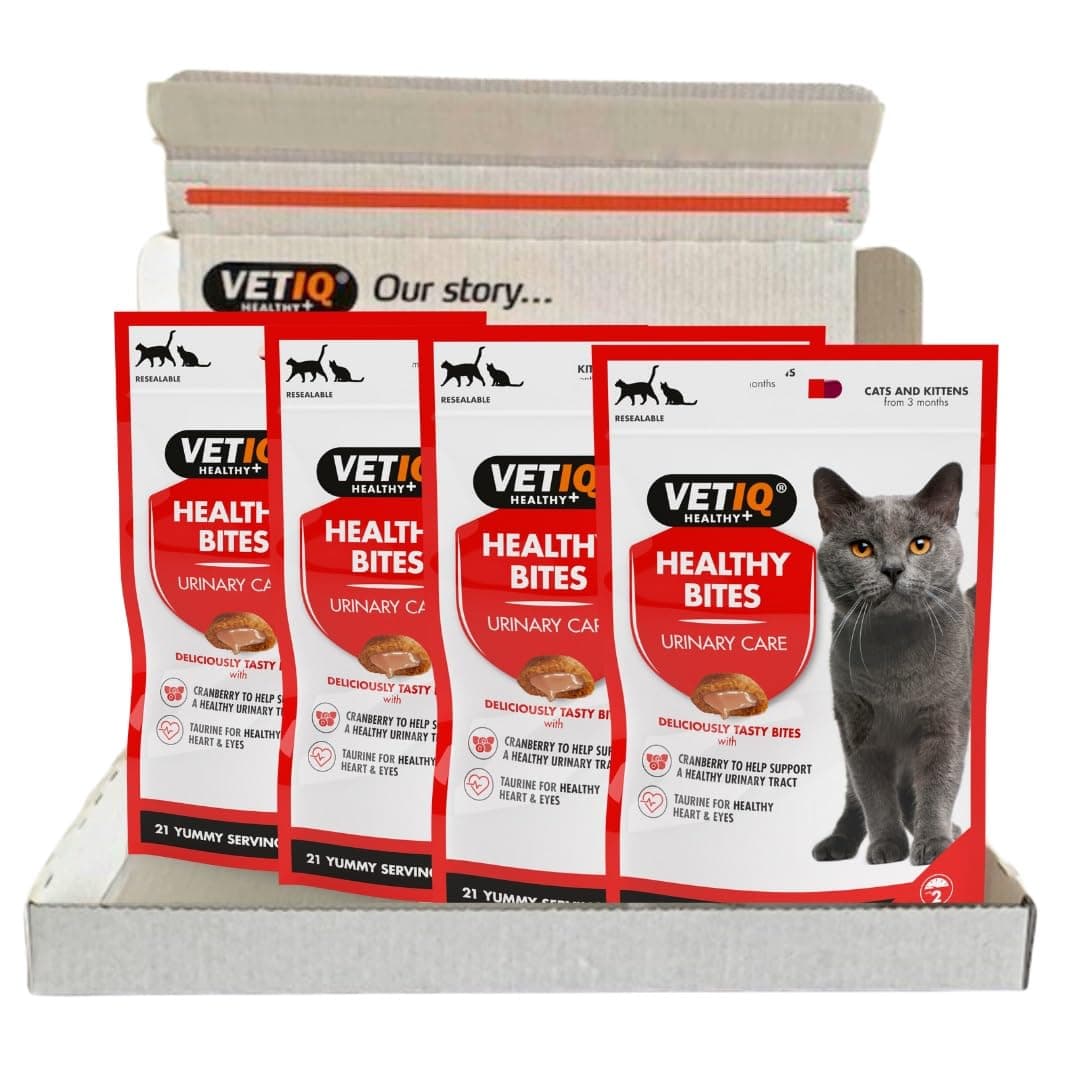 VETIQ Healthy Bites Urinary Care Treats for Cats & Kittens 3+ Months, with Cranberry, Taurine and Prebiotic Fibre, 65 g (Pack of 4)
