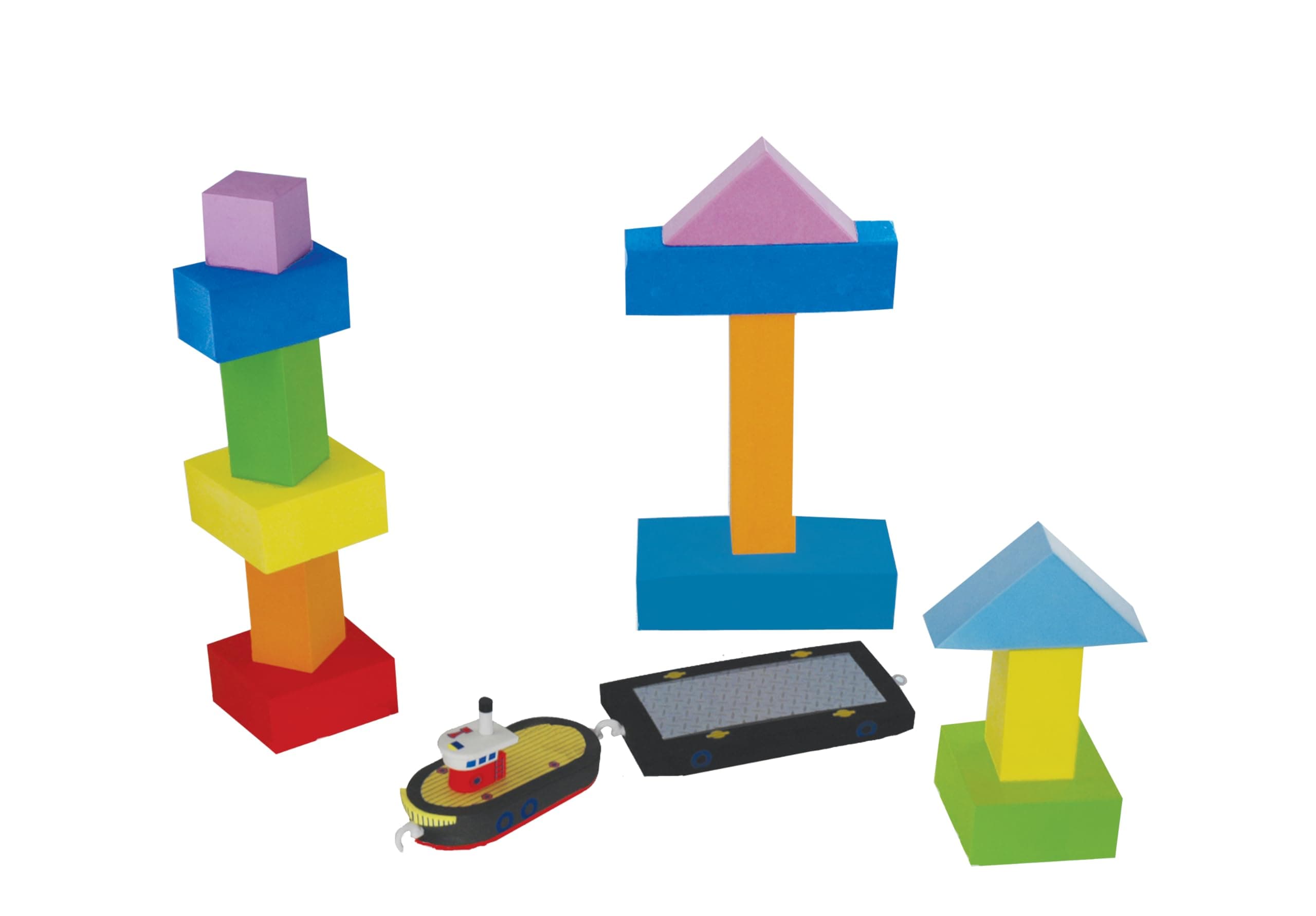 Just Think Toys Bathtime Consruction Building Toy - Tug Boat & Barge (22092)