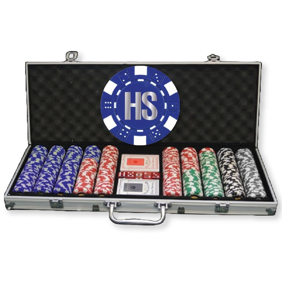 500 Ct. Holiday Custom Poker Chip Set with Your Logo or Artwork on Poker Chips and Case Included