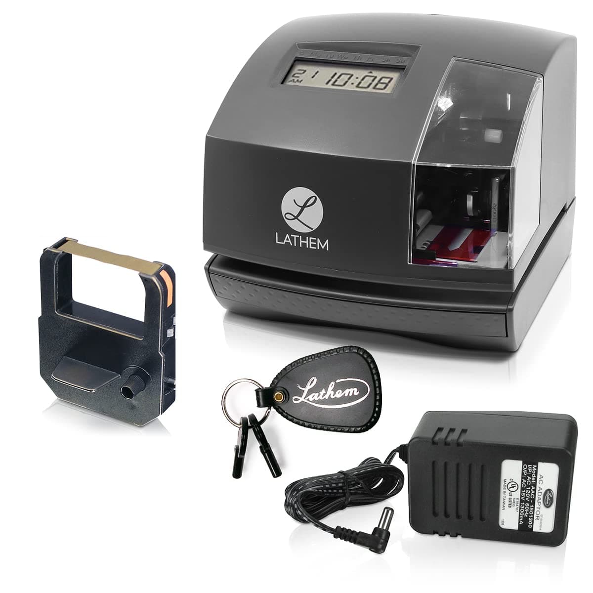 Atomic Time™ Clock With Tru-Align™, 1600E, Unlimited Employees, 5.7"H x 6.3"W x 7.2"D, Gray