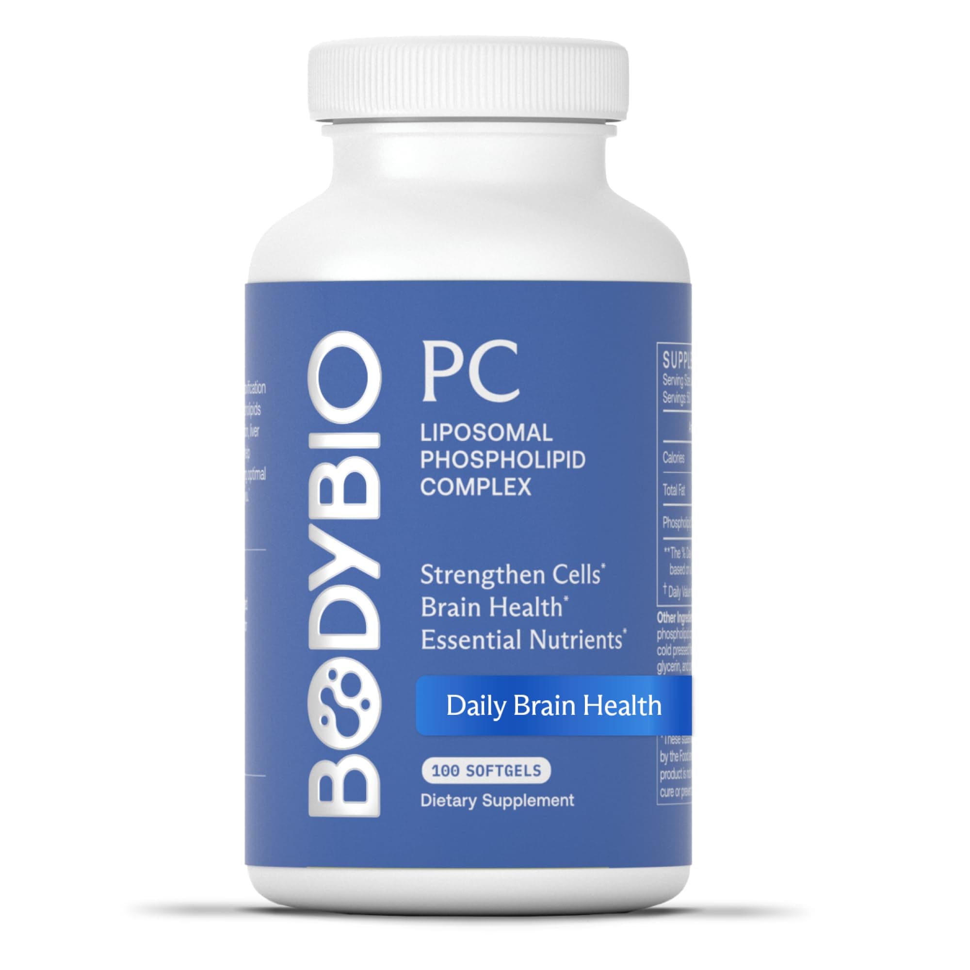 PC - Phosphatidylcholine for Brain Health, Mental Clarity, Cognitive Function, Cellular Repair & Healthy Aging, Phospholipid Complex Supplement for Gentle Daily Detox