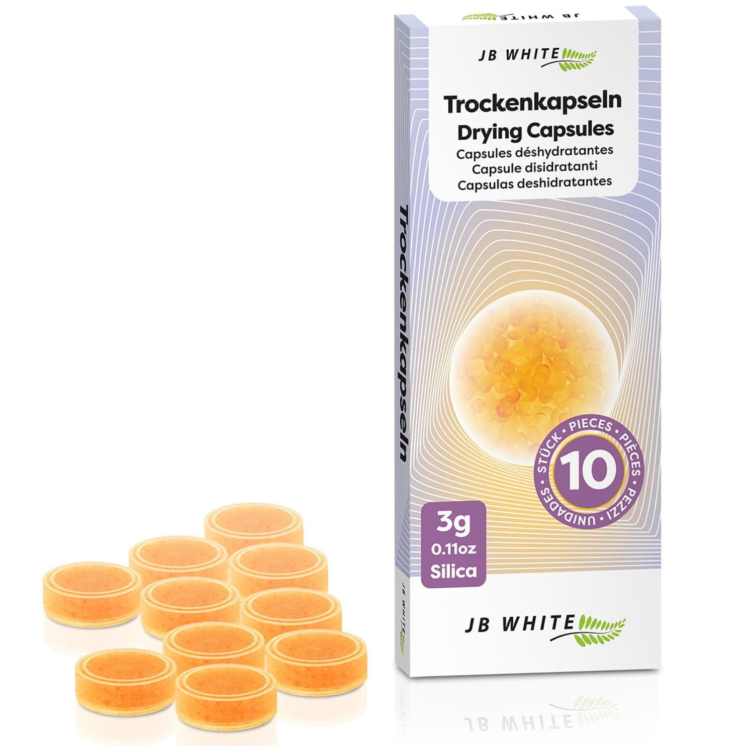 10 Hearing Aid Drying Capsules for Phonak C&C Dry-Cap, Starkey and Unitron Charger Case | Dehumidifier Orange Silica Desiccant Tablets (1 Pack, 10pcs, 3g)