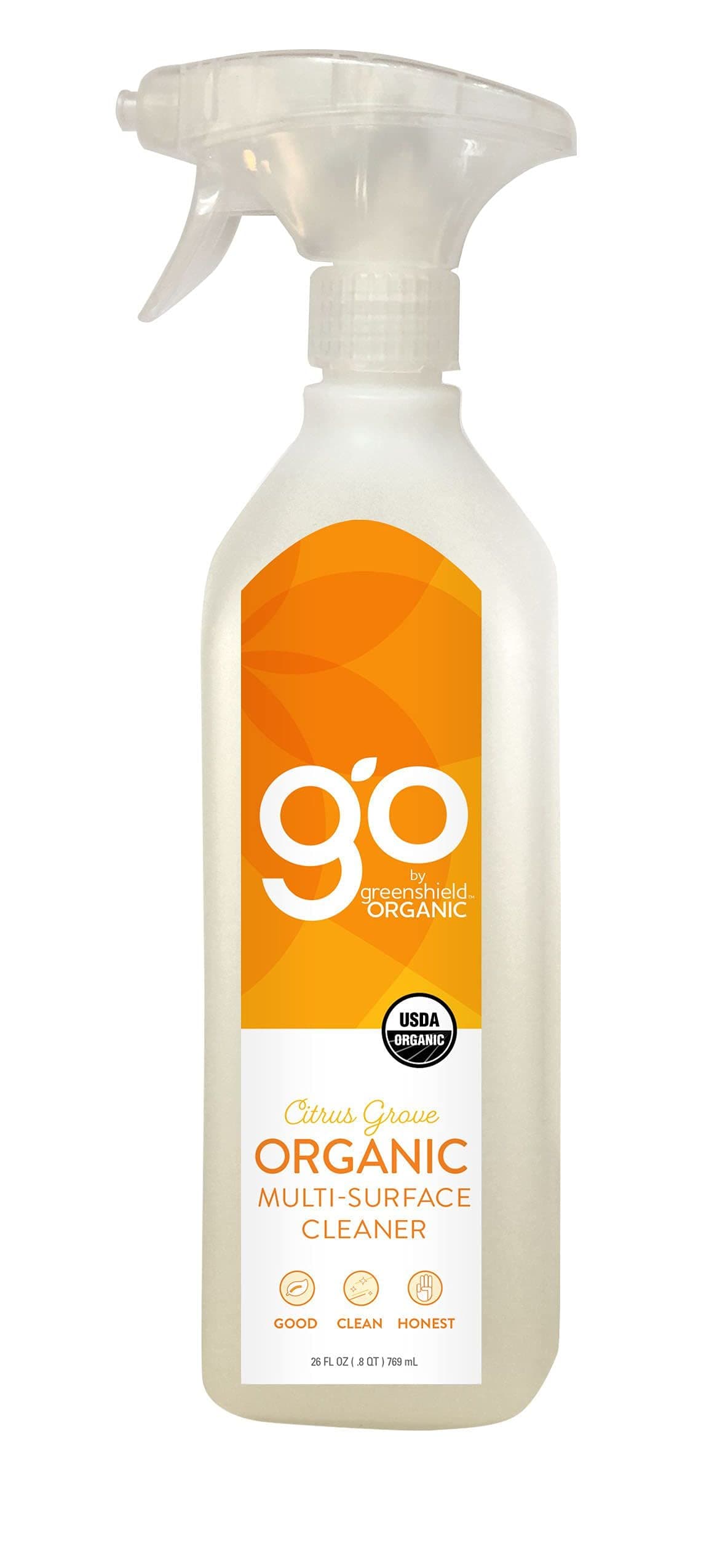 GO by greenshield organic, USDA Certified Organic 26 oz. Multi-Surface Cleaner- Citrus Grove