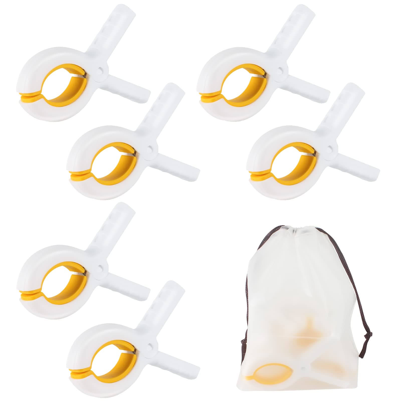6pcs Towel Clips for Sun Loungers Large Beach Towel Clips Strong Grip Clothes Pegs Non-Slip Towel Pegs for Sun Lounger, Washing Line, Laundry, Pool Chairs, Sunbeds, with Drawstring Organizer
