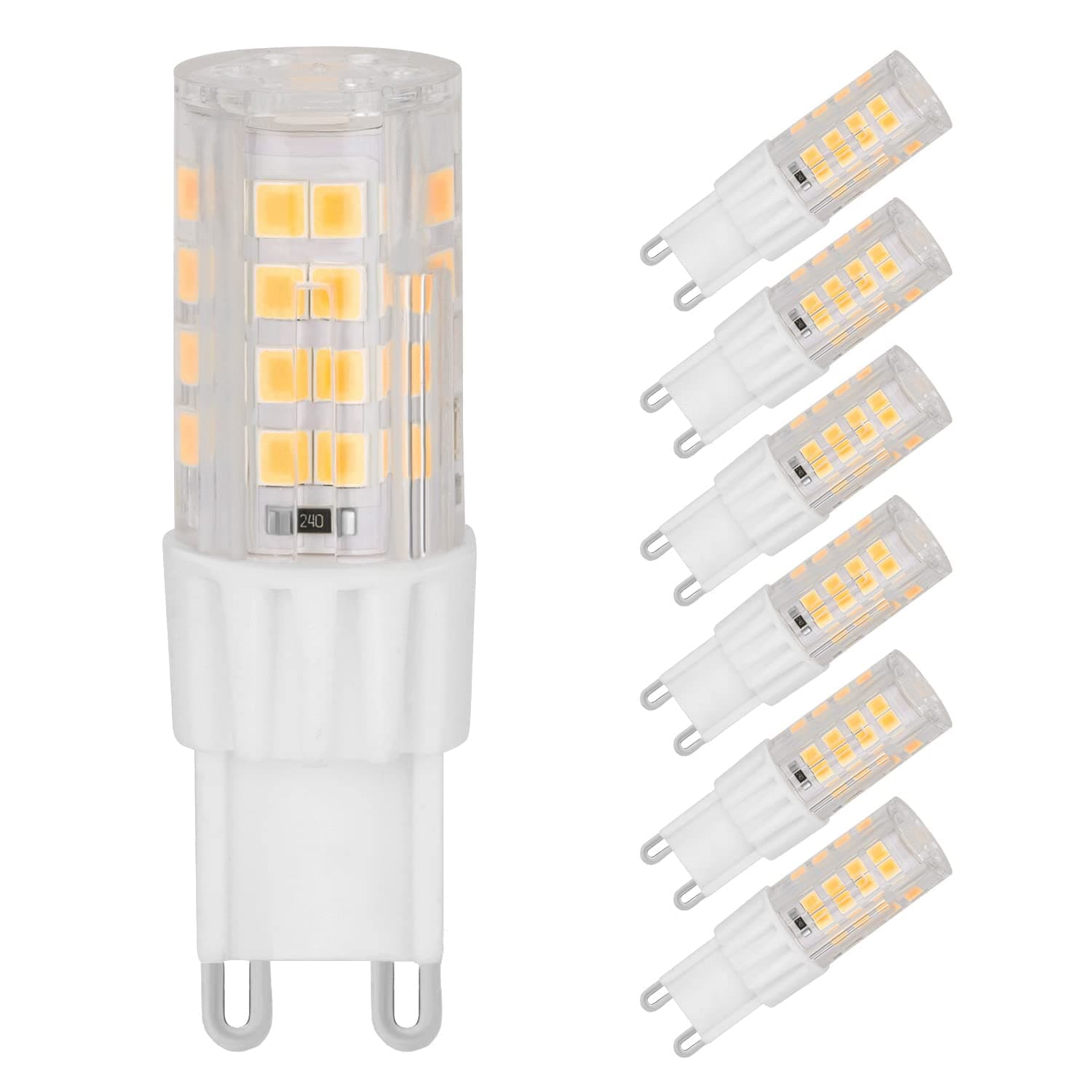 G9 LED Bulbs 5W(40W Halogen Equivalent) 400LM, Daylight White 5000K, 360 Degree Omni Beam Angle, Non-dimmable G9 Bi Pin Base for Chandeliers, Home Lighting(Pack of 6)