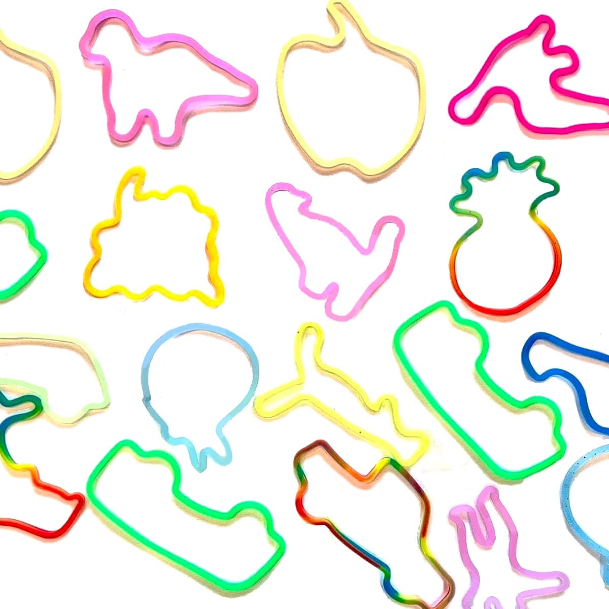 Wexbi Home Mega Assortment Fun Bandz - Silicone Bandz Bracelets in Vibrant Colors and Shapes, Silly Toy for Children (48pc)