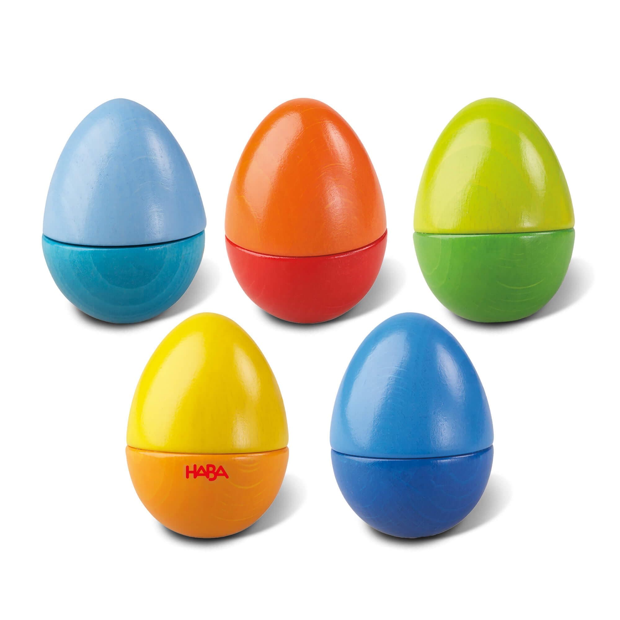 Musical Eggs - 5 Wooden Eggs with Acoustic Sounds (Made in Germany)