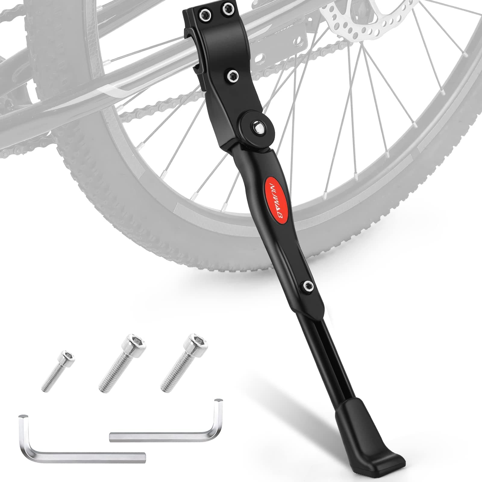 NUWAB Premium Bike Kickstand, Aluminium Alloy Adjustable Height Rear Side Bicycle Kick Stand, Suitable for Mountain Bike and Road Bike of 24Inch-28 Inch, Come With Allen Wrench 2PCS