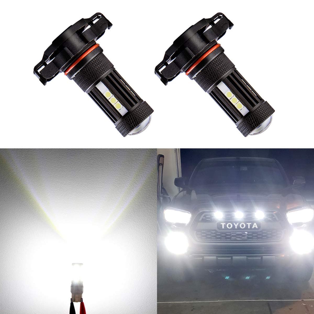 5201 5202 LED Fog Lights Bulbs,3000LM Extremely Bright LED Compatible with H16 for Europe Cars DRL 6000k White With Projector,360° Beam Angle Lifetime Support
