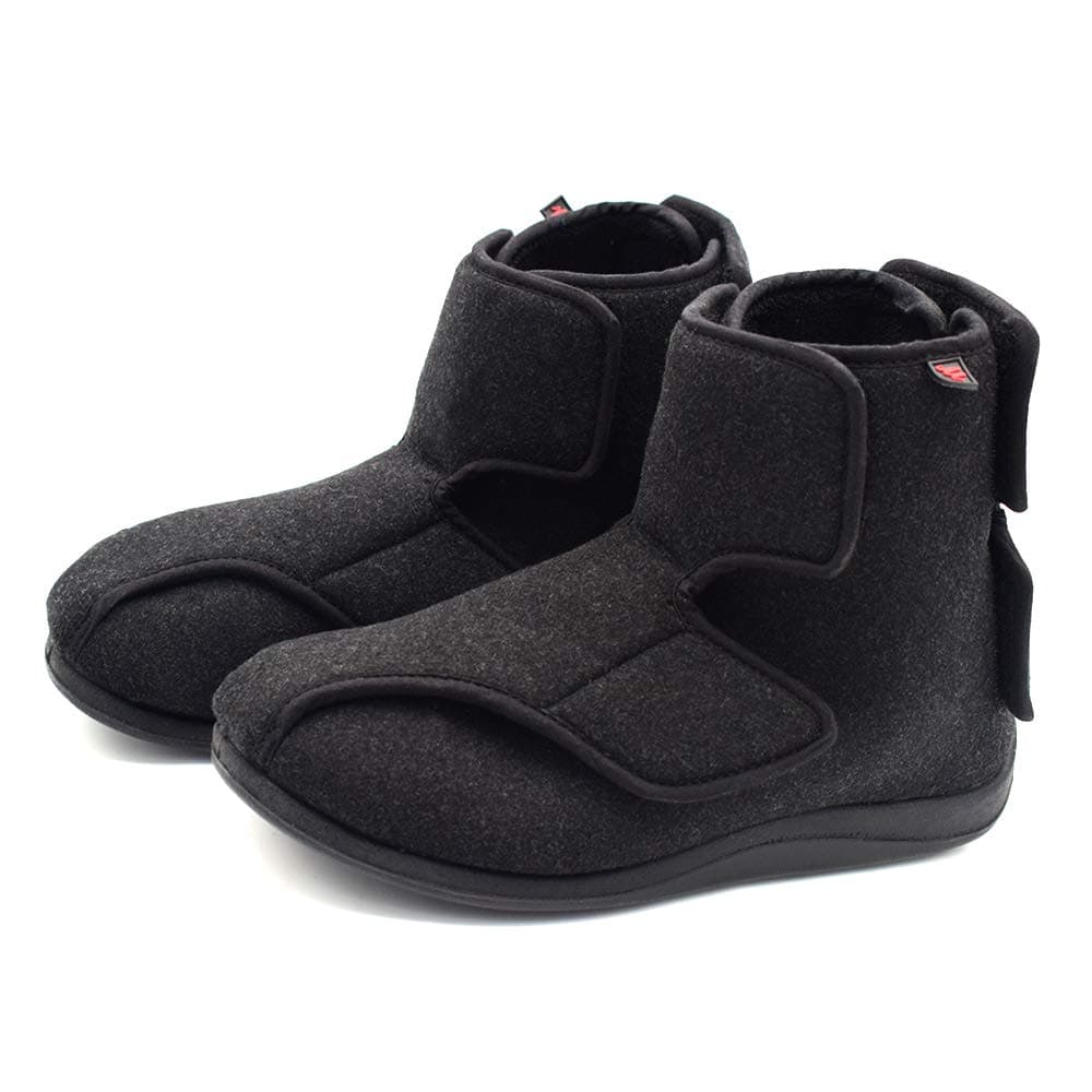 Mei MACLEOD Men's Extra Wide Width Booties Slippers with Memory Foam Adjustable Closure Non-Slip House Slippers Indoor/Outdoor for Swollen Feet Plantar Fasciitis Diabetic