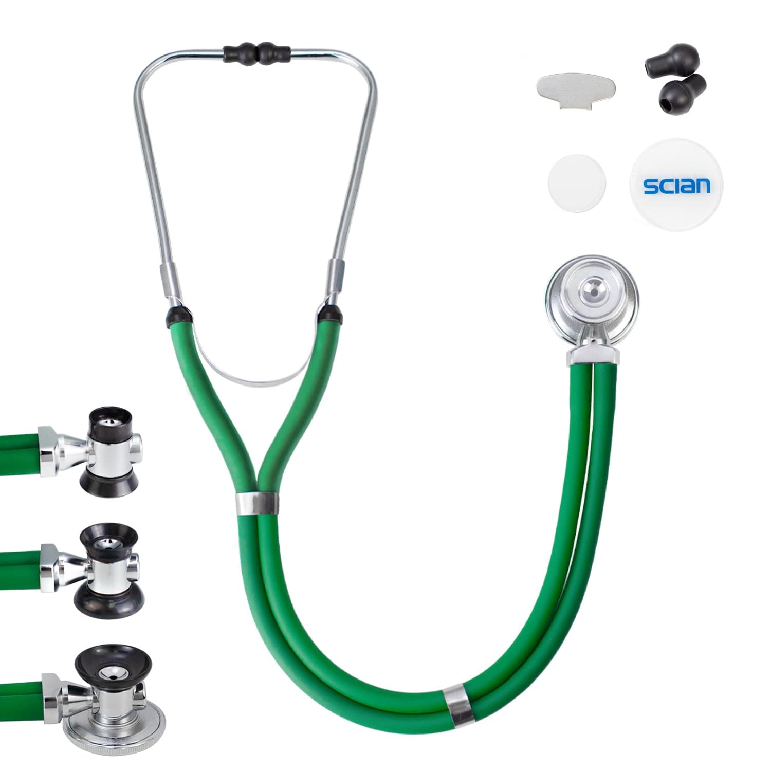 SCIAN Stethoscope Sprague Rappaport for Doctors, Nurses, School Students, and Home Use, Multi-fuctional Cardiology Stethoscope Dual Head with Adult, Pediatric, and Infant Convertible Bell (Green)