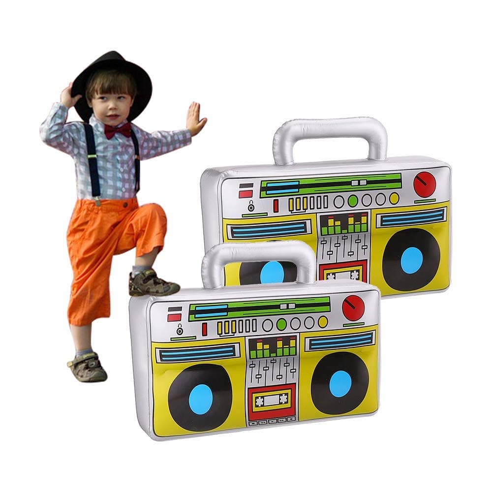 16 inch Inflatable Boom Box Toy for 80's 90's Themed Party,Adults Costume Accessories and Hip Hop Party Pack of 2