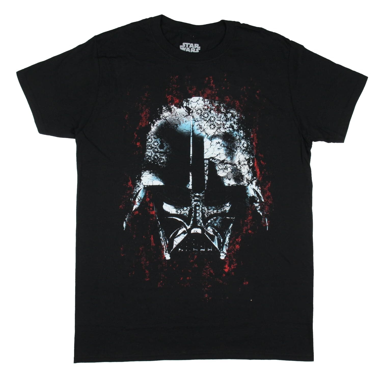 Star Wars Men's Sith Lord Darth Vader Dark Side Galactic Empire Crest Distressed Adult Short-Sleeve T-Shirt (Medium) Black