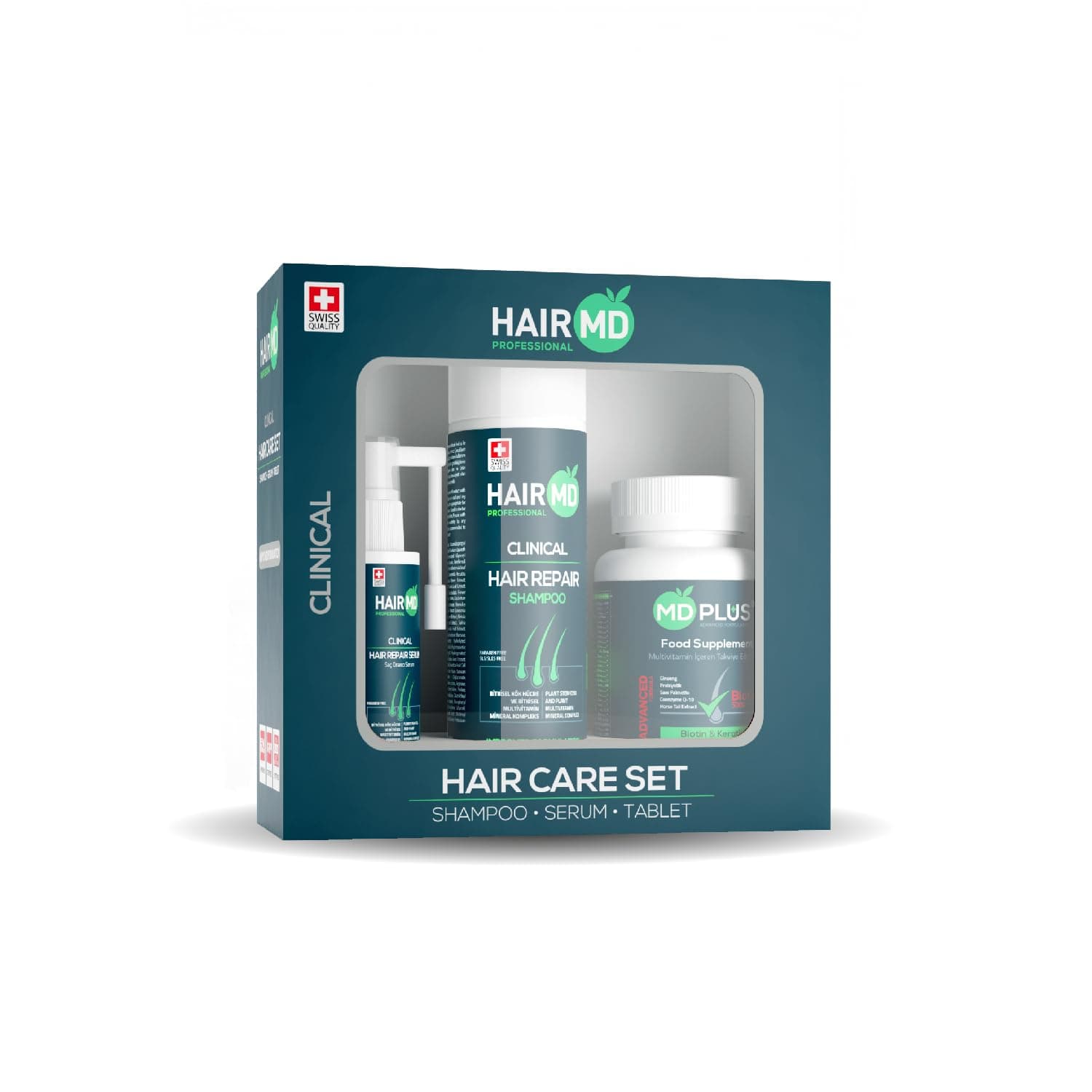 HairMD Post-Transplant Hair Set - 1-Month Repair Treatment with Repair Shampoo, Serum, Multivitamins - Advanced Hair Care Products with Biotin, Keratin, Collagen