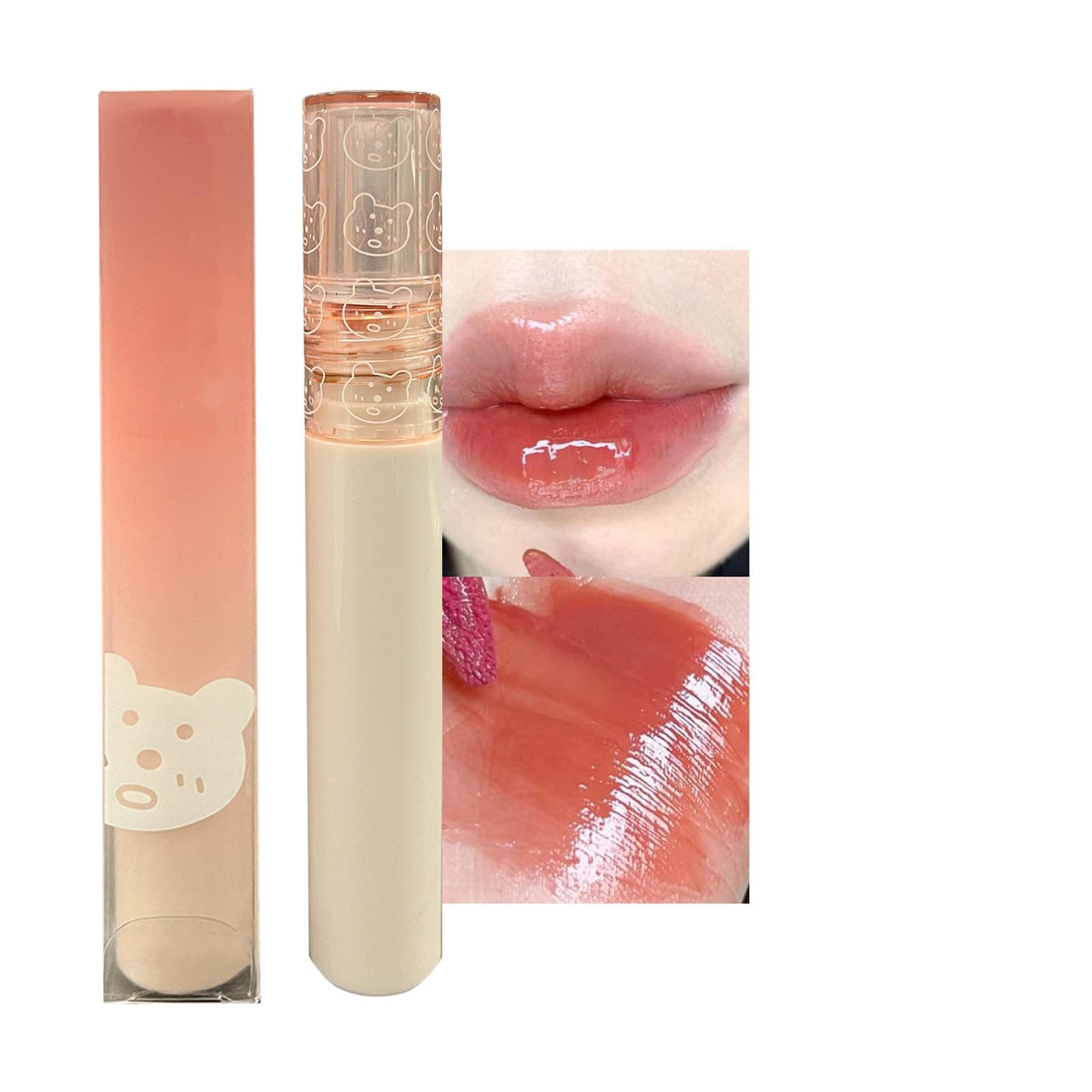 KWOLYKIMGlass Water Lifter Gloss, Hydrating Lip Gloss, Plumping Water Gloss Lip Gloss Moisturizing Sweet Lip Glaze Snow Pink