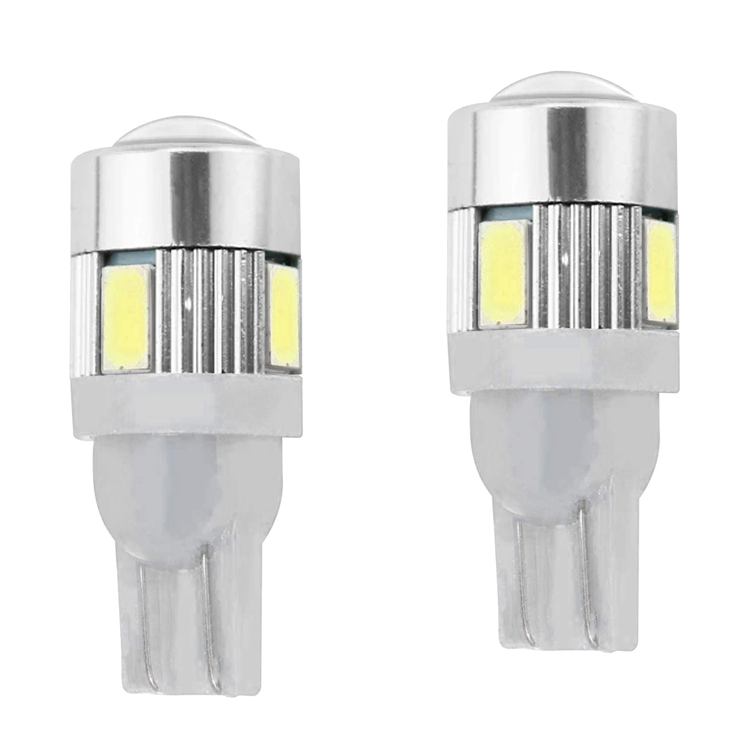 AllExtreme EXT106W Universal T10 LED Parking Light 6 SMD Super Bright Interior Pilot License Plate Dome Indicator Lamp Bulb for Car Bike and Motorcycle (2W, White, 2 PCS)