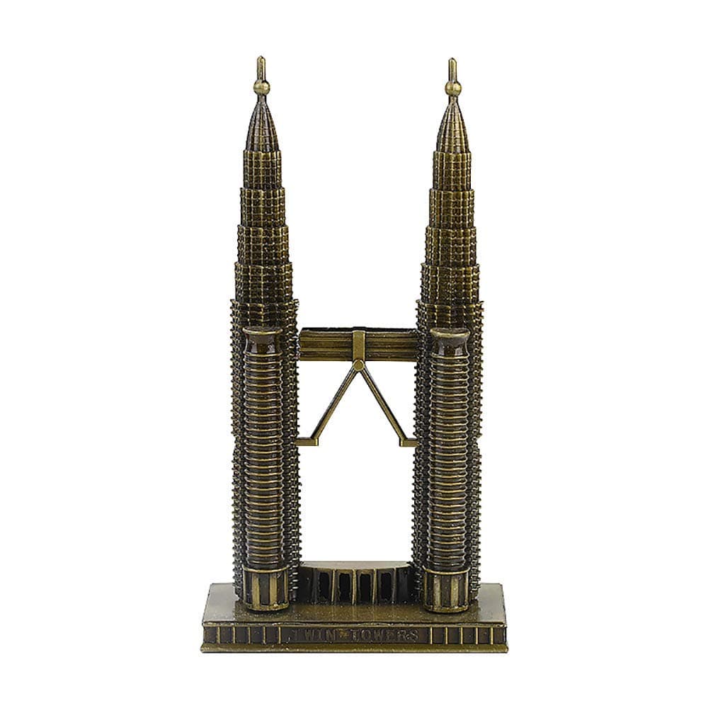 World Famous Malaysia Petronas Twin Towers Architecture Model Bronze Metal Statues Kuala Lumpur Landmark Building Tourist Souvenirs Gifts Collectible Figurines Sculptures