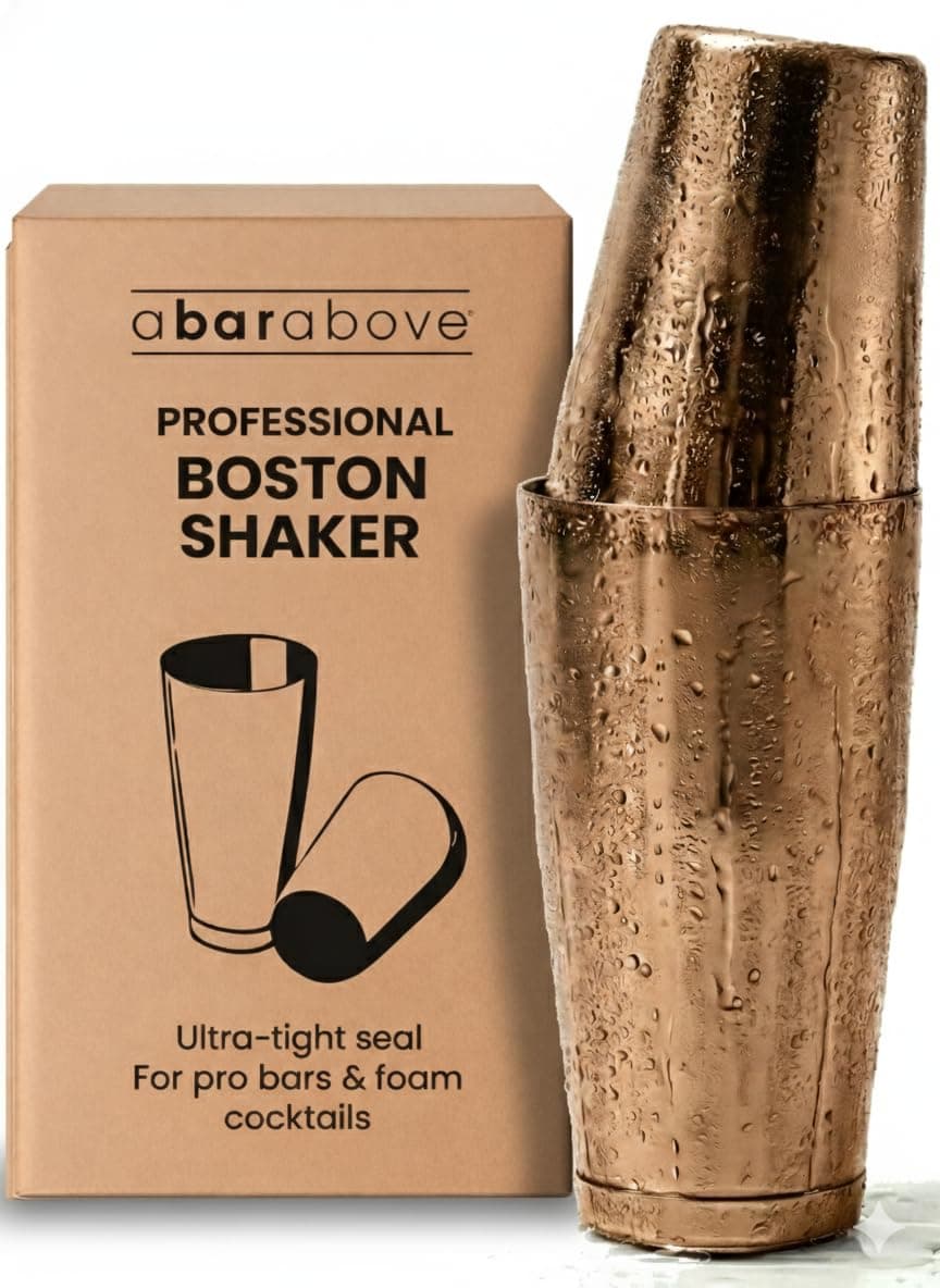 A Bar Above Professional Boston Shakers Set 18 oz Weighted and Unweighted Stainless Steel Cocktail Shaker Set for Bartenders, Premium 304 Steel Bar Shaker, Essential Bartending Tools for Mixing Drinks