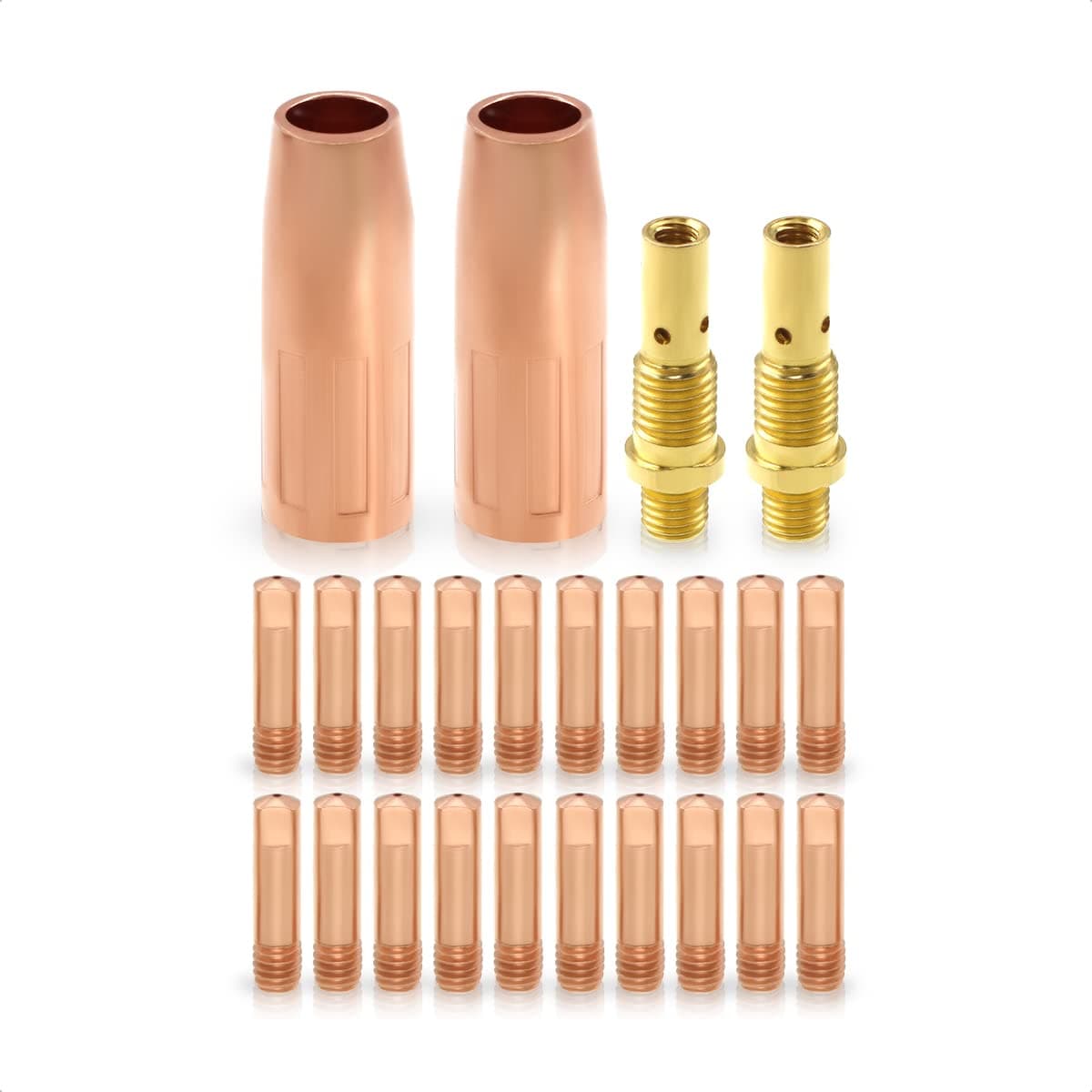 MIG Welding Accessory Kit for Lincoln Magnum 100L Tweco Mini #1, 11-35 0.035” Contact Tips 21-50 Gas Nozzles 35-50 Gas Diffusers 24Pcs