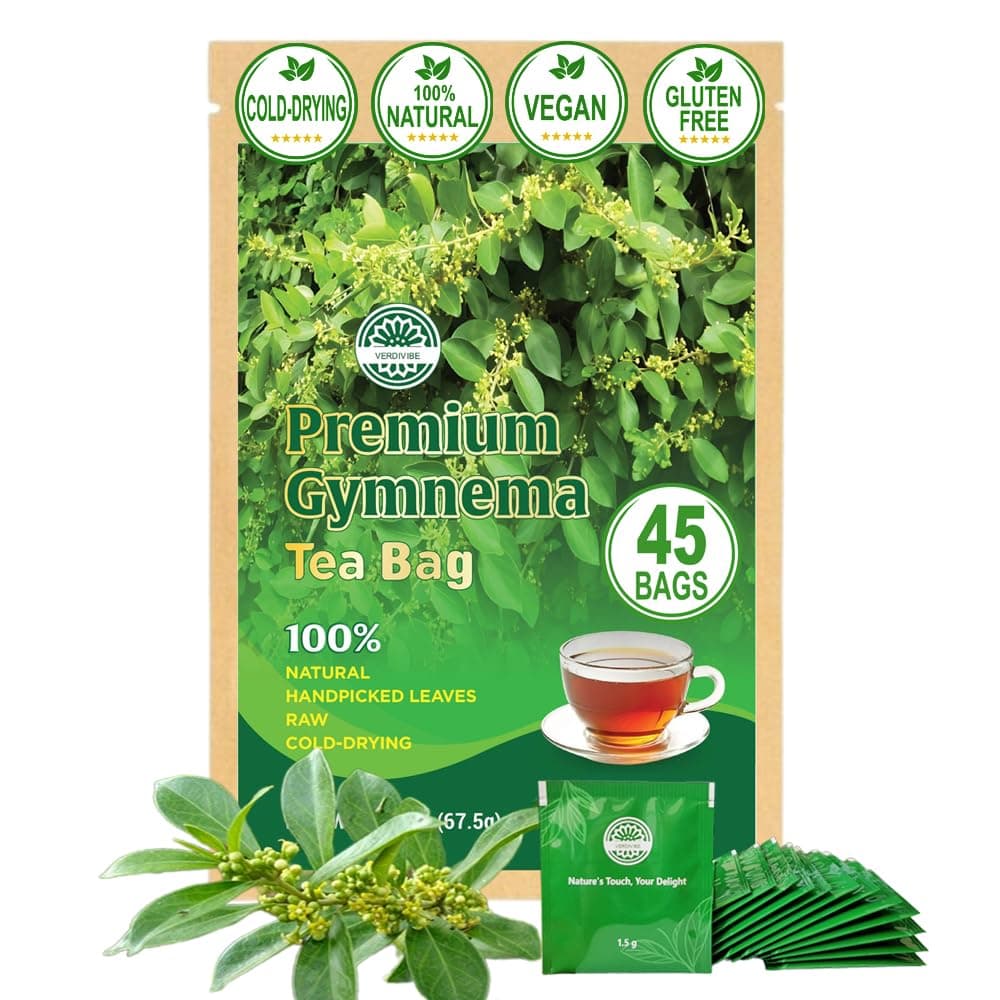 Gymnema Tea Bags for Diabetics - COLD-DRIED for Maximum Freshness and Nutrient Retention - 45 Gurmar Tea Bags (45, Gymnema Sylvestre)