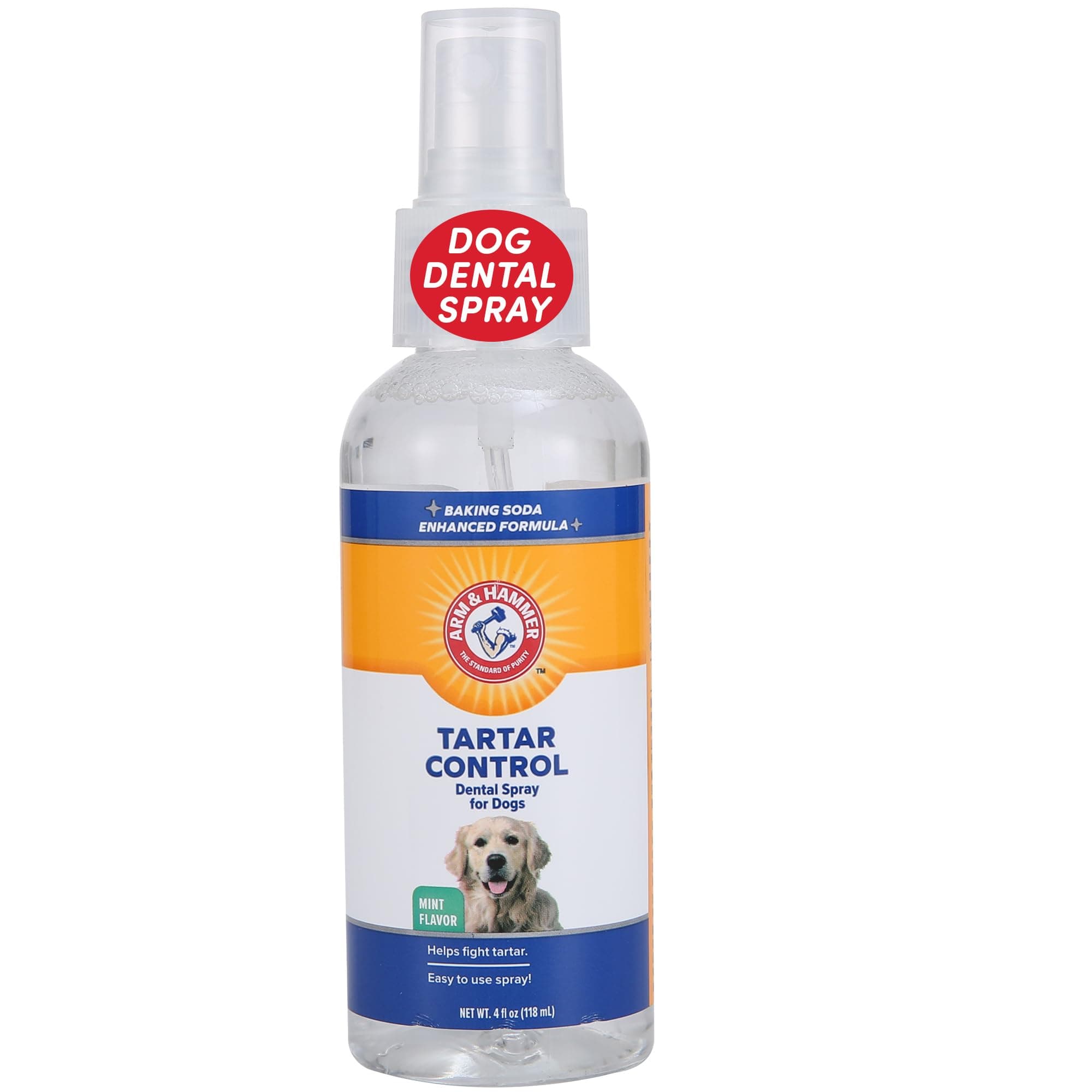 Arm & Hammer Dog Dental Care Tartar Control Dental Spray for Dogs | Reduces Plaque & Tartar Buildup Without Brushing | Mint Flavor, 4 Ounces