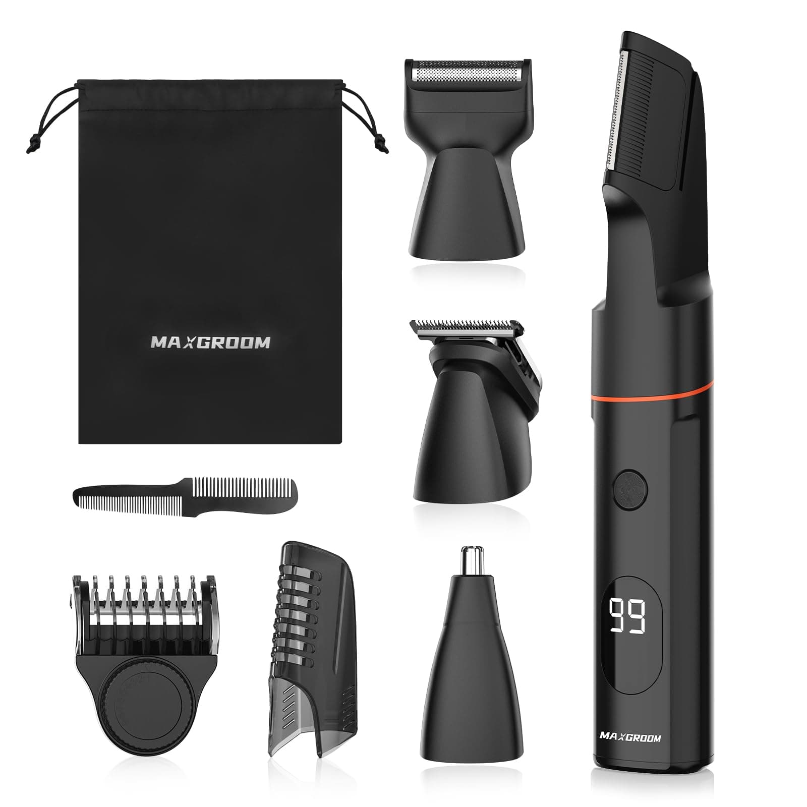 MAXGROOM 4 in 1 Body Hair Trimmer for Men, Men's Groin & Pubic Hair Trimmer, Waterproof Trimmer Kit for Comfy Whole Body Grooming