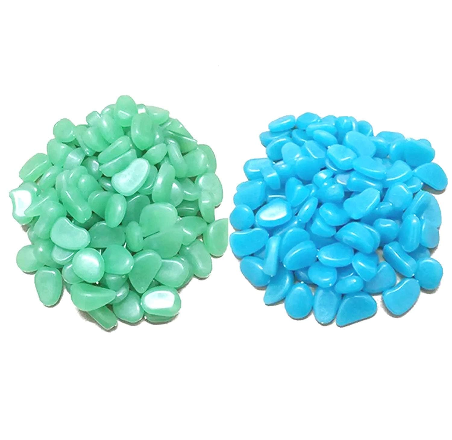 Luminous Stones Green Blue Decorative Stones Glow in The Dark Pebbles for Garden Patio Walkways Fish Tanks Home Office Garden Decor Glowing Pebbles Kids Activities & Art Designs - 200pcs (Green Blue)