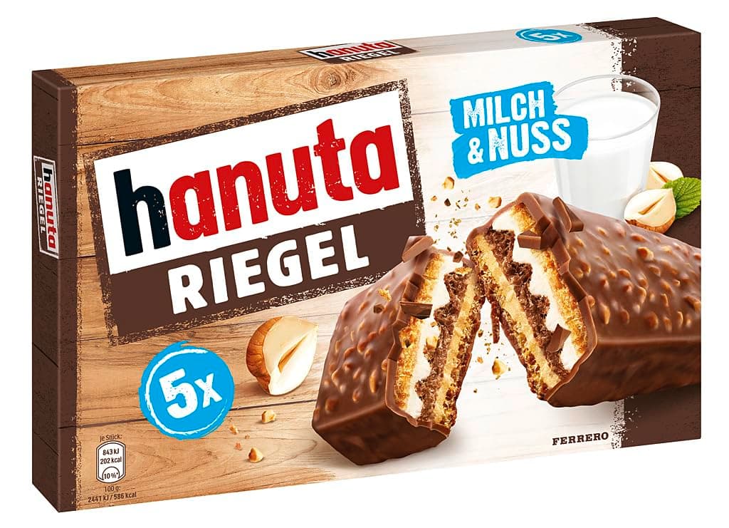 Ferrero Hanuta Riegel Bars 5 pieces 173g Crunchy Candy Wafers