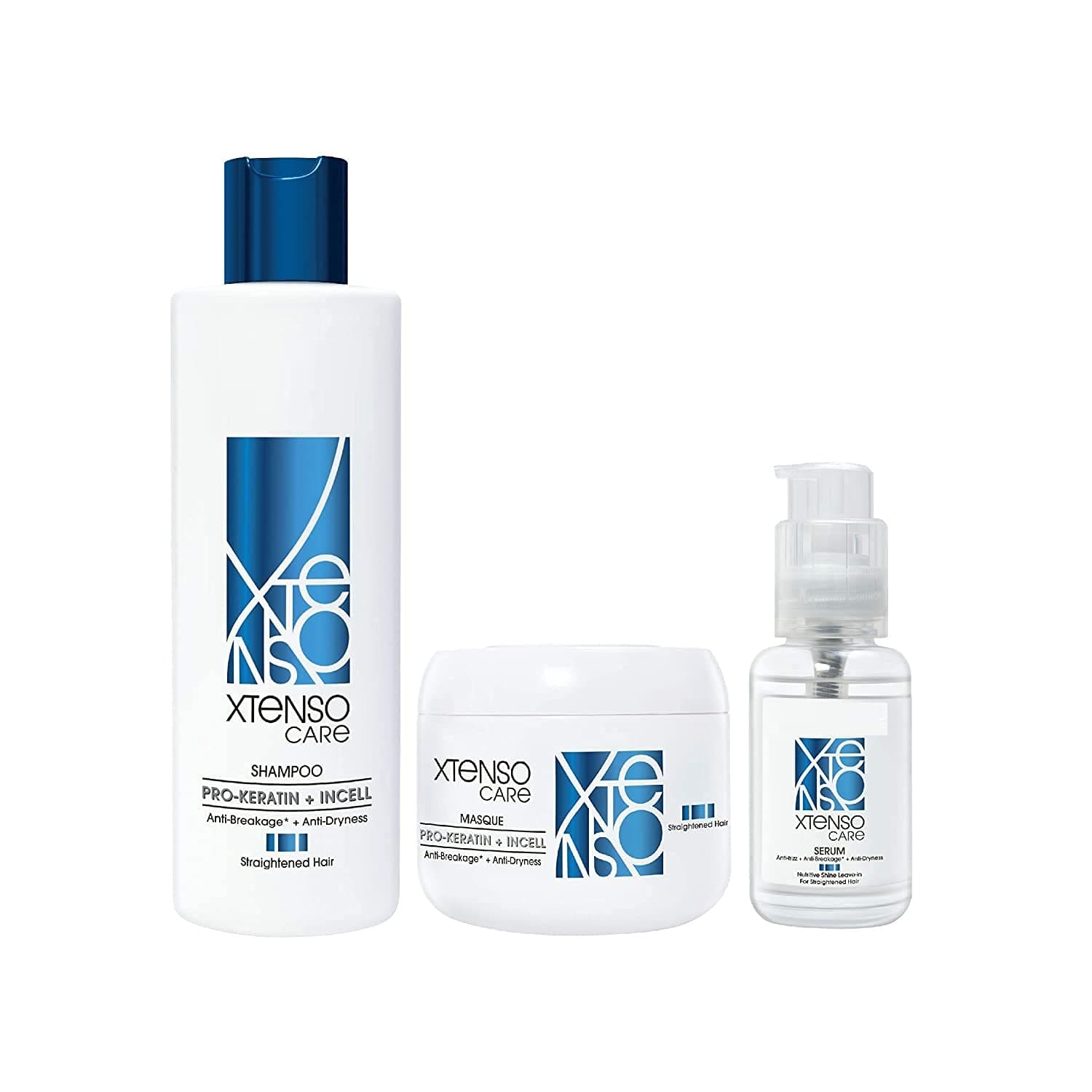 Xtenso Care Shampoo + Masque + Serum Combo Pack | For straightened hair | Smoothens, | With Pro-Keratin and Incell