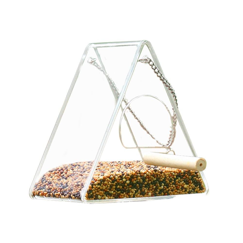 Acrylic Bird Feeder Plastic Hanging Parrot Feeder Crystal Clear Window Bird Feeder Food Box Anti-scatter Parrot Feeder With Stand Hanging Perspex Squirrel Window Bird Feeder Glass Viewing Bird Feeding