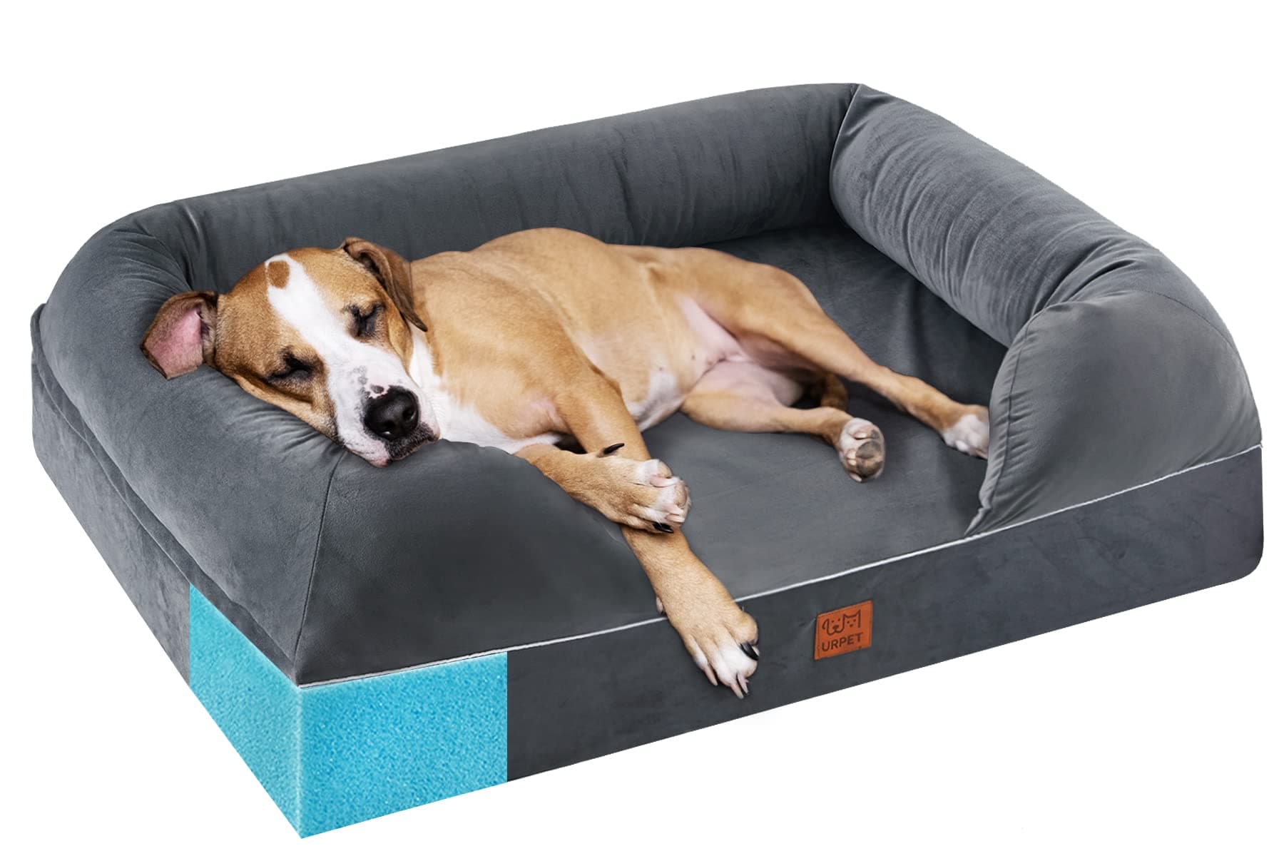 Orthopedic Dog Bed Full Memory Foam, 36x28, Grey, Waterproof Liner, Removable Cover, CertiPUR-US Certified